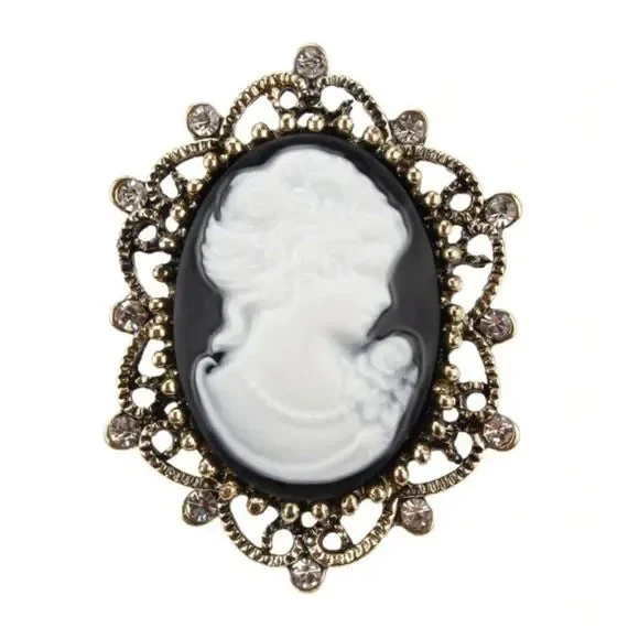 Lady of Letters Classic Cameo Brooch in 6 Color Choices - Image 4