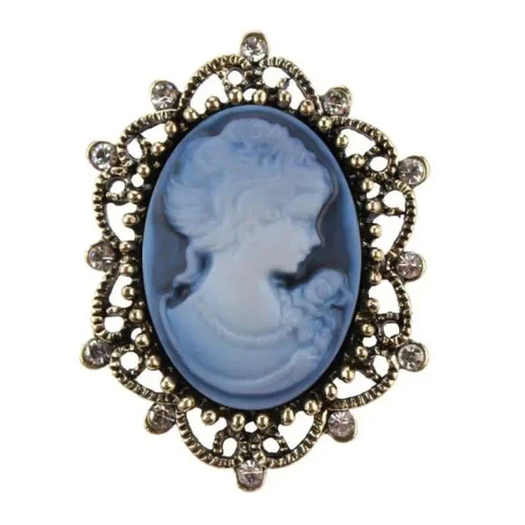 Lady of Letters Classic Cameo Brooch in 6 Color Choices - Image 5