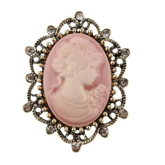 Lady of Letters Classic Cameo Brooch in 6 Color Choices - Image 6