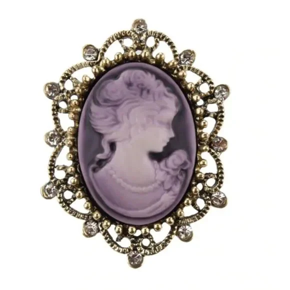 Lady of Letters Classic Cameo Brooch in 6 Color Choices - Image 7
