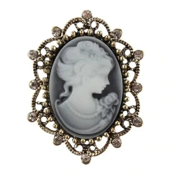 Lady of Letters Classic Cameo Brooch in 6 Color Choices - Image 8