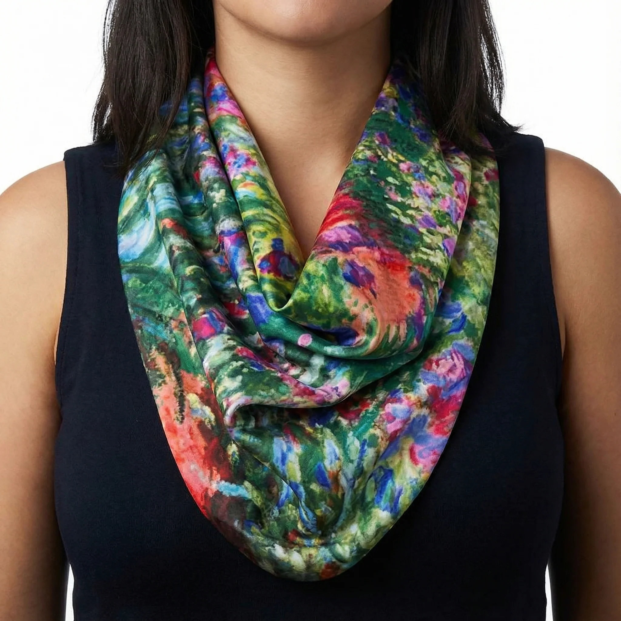 Claude Monet Alice Gardens Pre-Tied Necklace Style Scarf with Magnetic Closure - Image 2