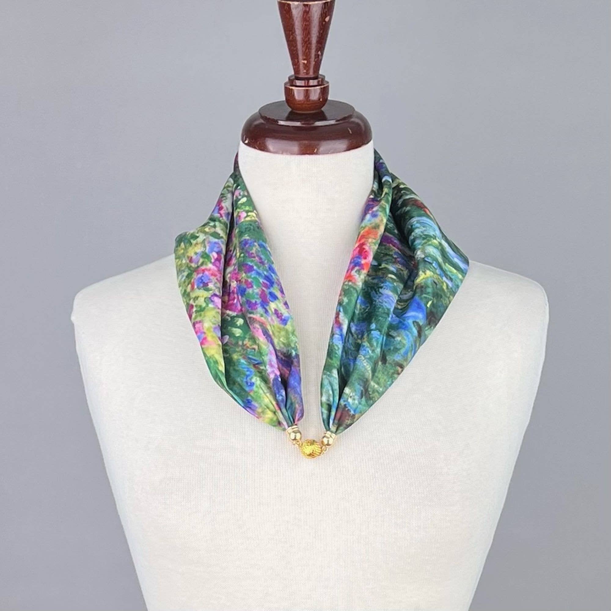 Claude Monet Alice Gardens Pre-Tied Necklace Style Scarf with Magnetic Closure - Image 3
