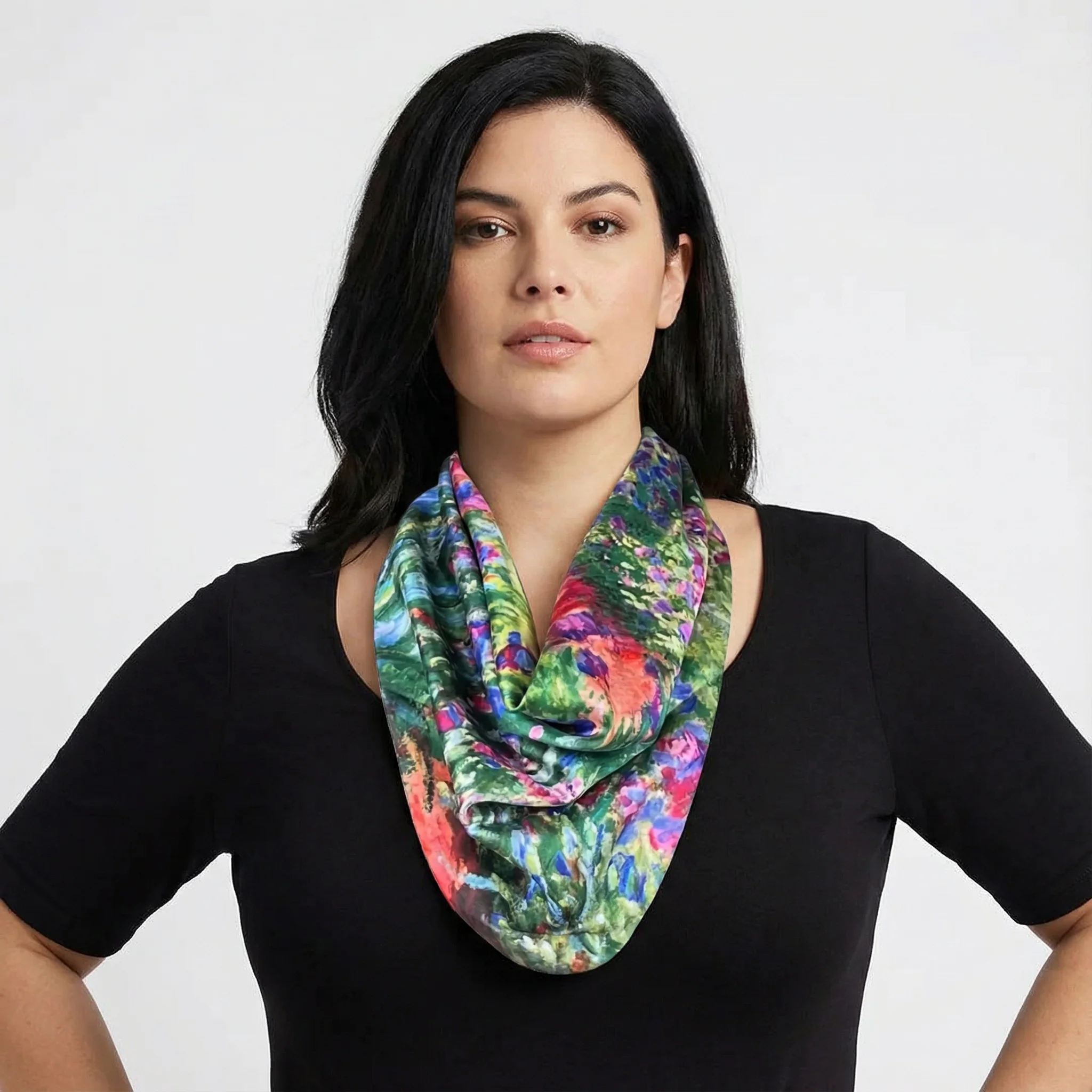 Claude Monet Alice Gardens Pre-Tied Necklace Style Scarf with Magnetic Closure - Image 5