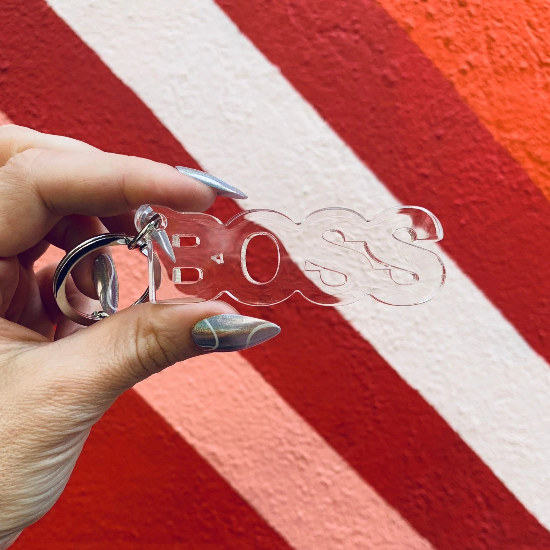 Boss Acrylic Word Keychain | Clear Transparent Word Shaped Keyholder - Image 9
