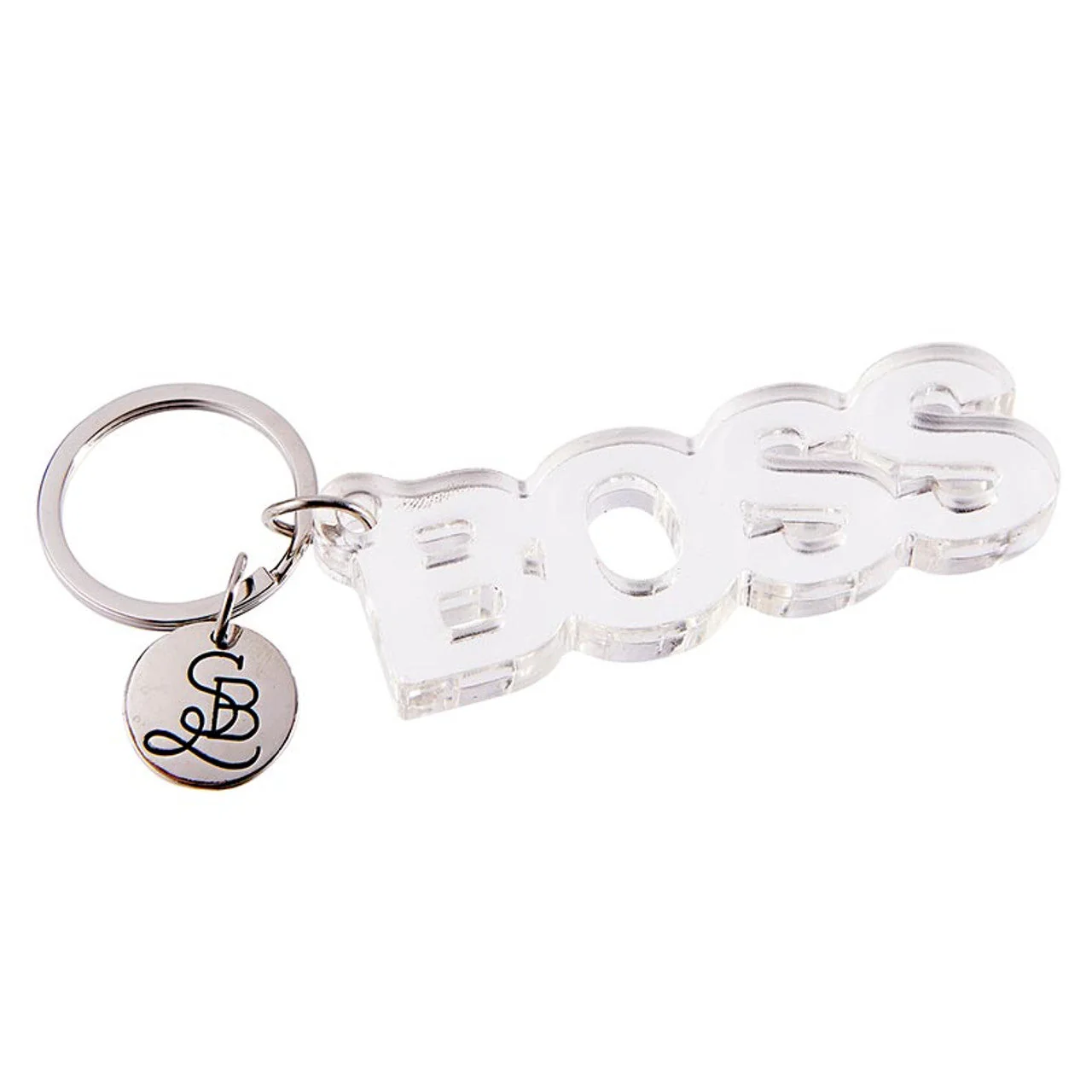 Boss Acrylic Word Keychain | Clear Transparent Word Shaped Keyholder - Image 2