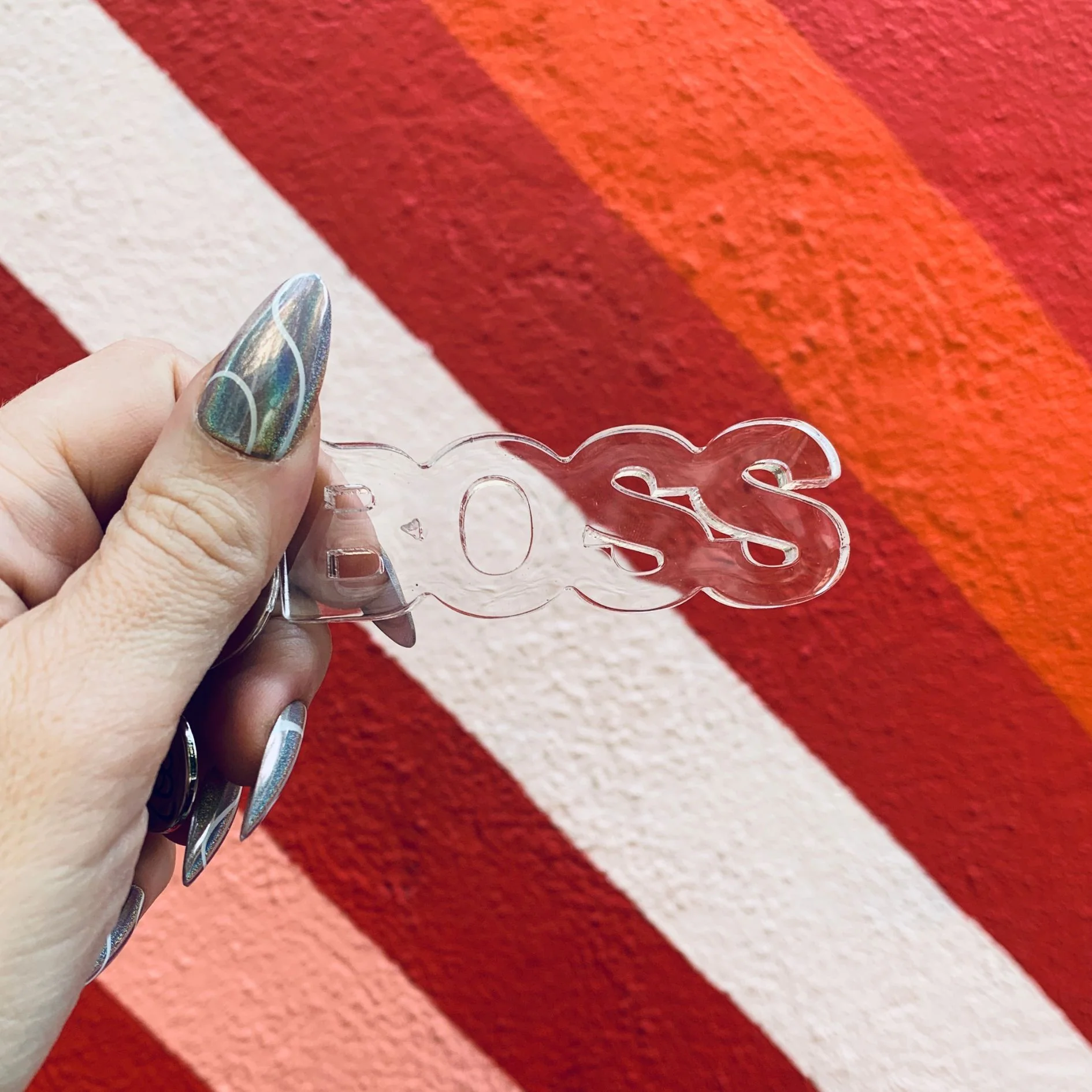 Boss Acrylic Word Keychain | Clear Transparent Word Shaped Keyholder - Image 4