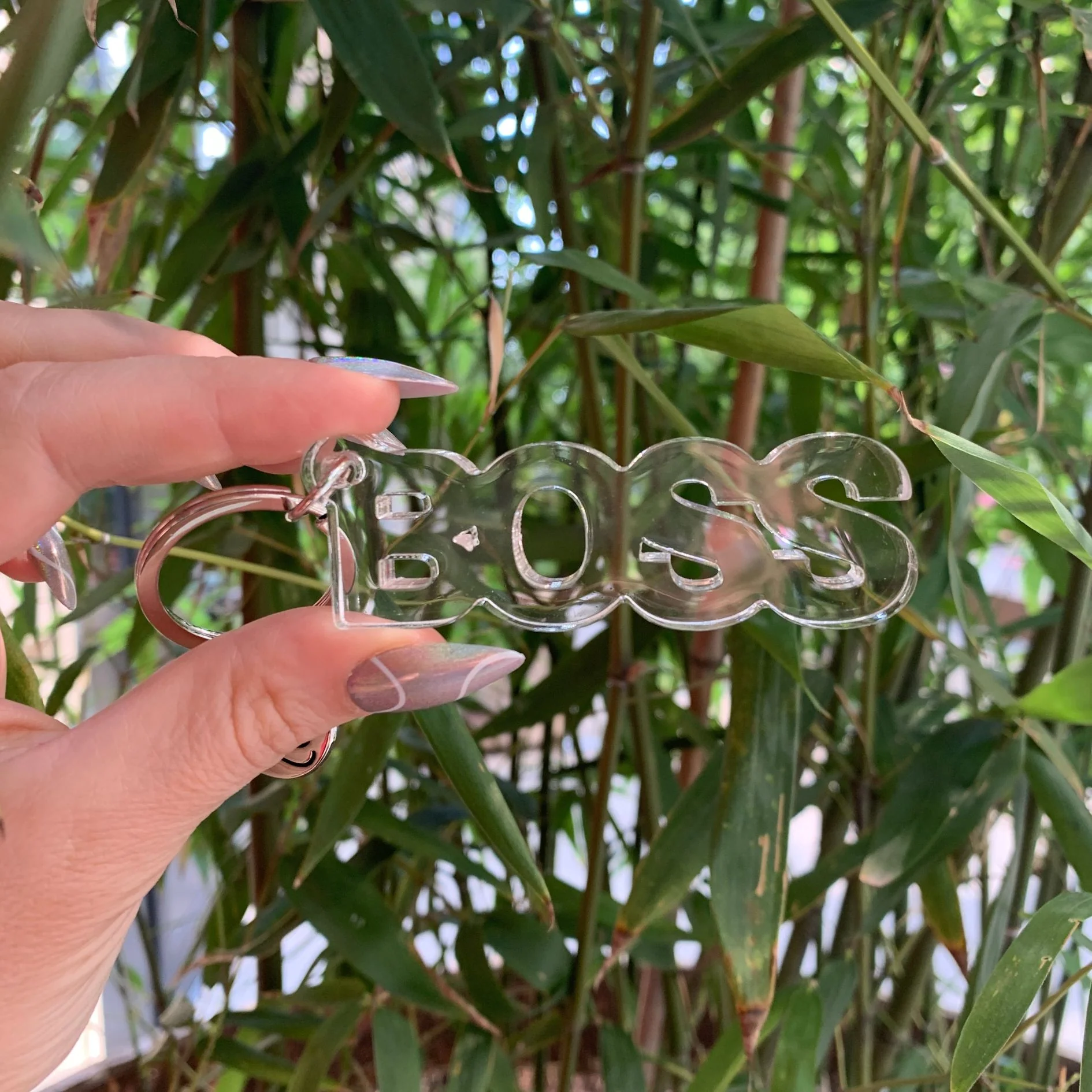 Boss Acrylic Word Keychain | Clear Transparent Word Shaped Keyholder - Image 8