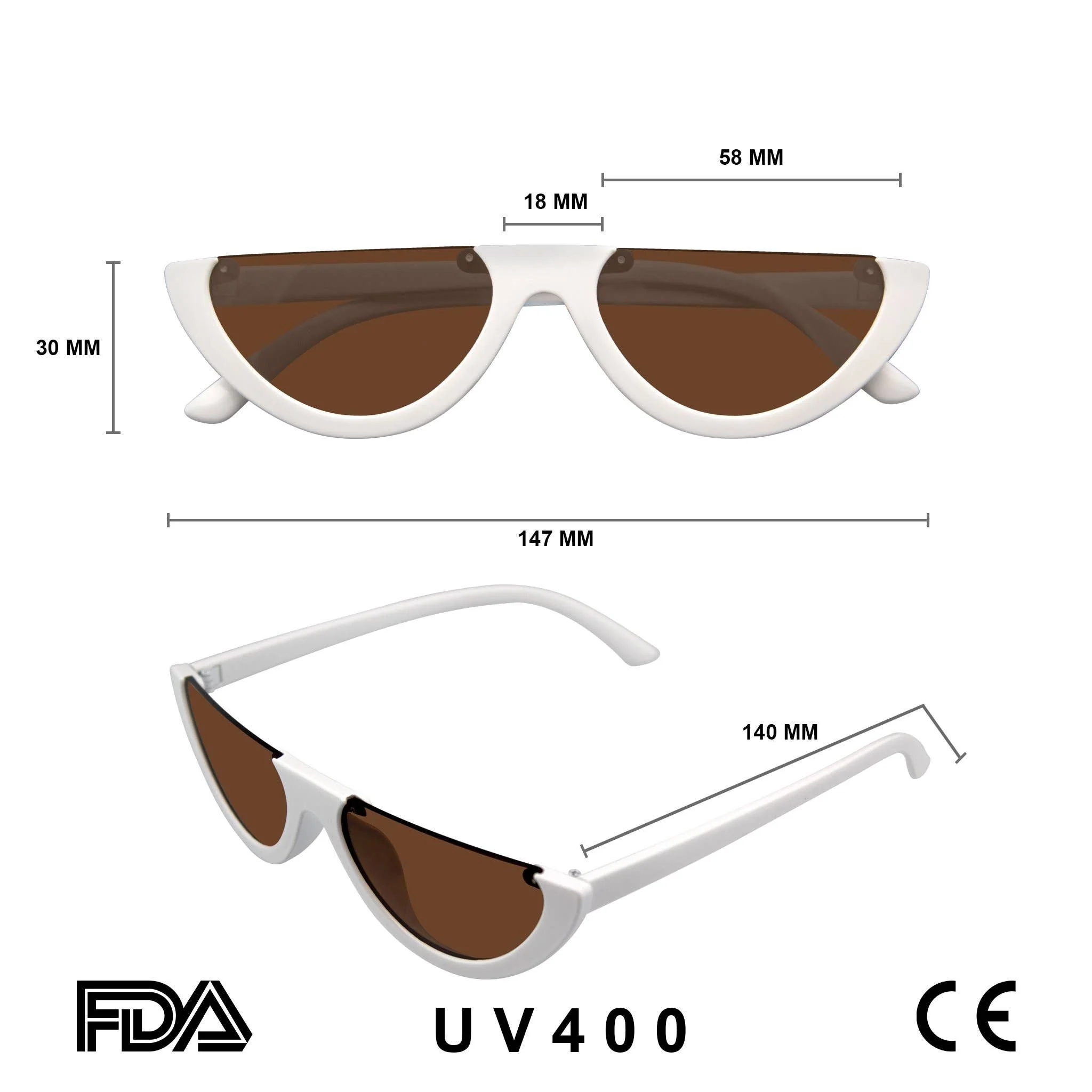 Half Cat Eye Sunglasses | Vintage Half Mod Style Y2K "Clout Goggles" | UV400 Retro Women’s Shades - Image 17