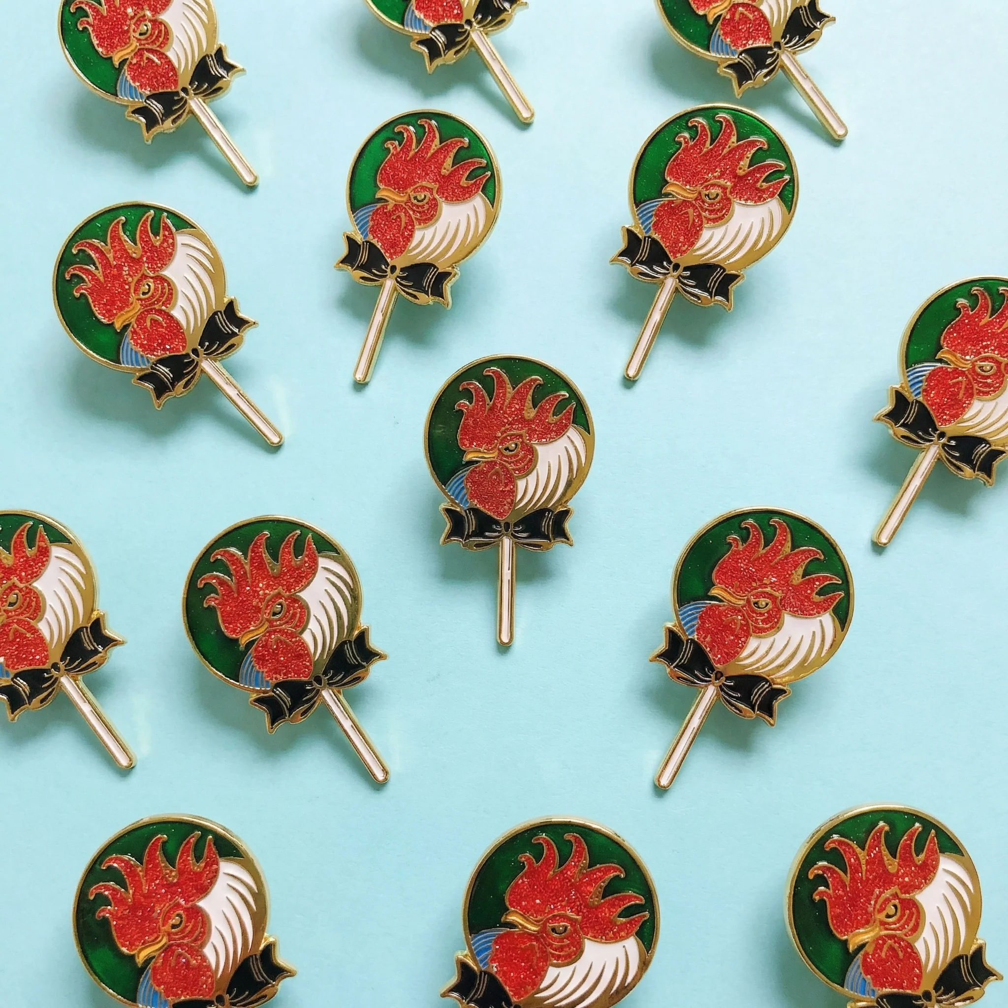 Cock Sucker Soft Enamel Pin | Red Glitter | Lollipop, Rooster - Image 11