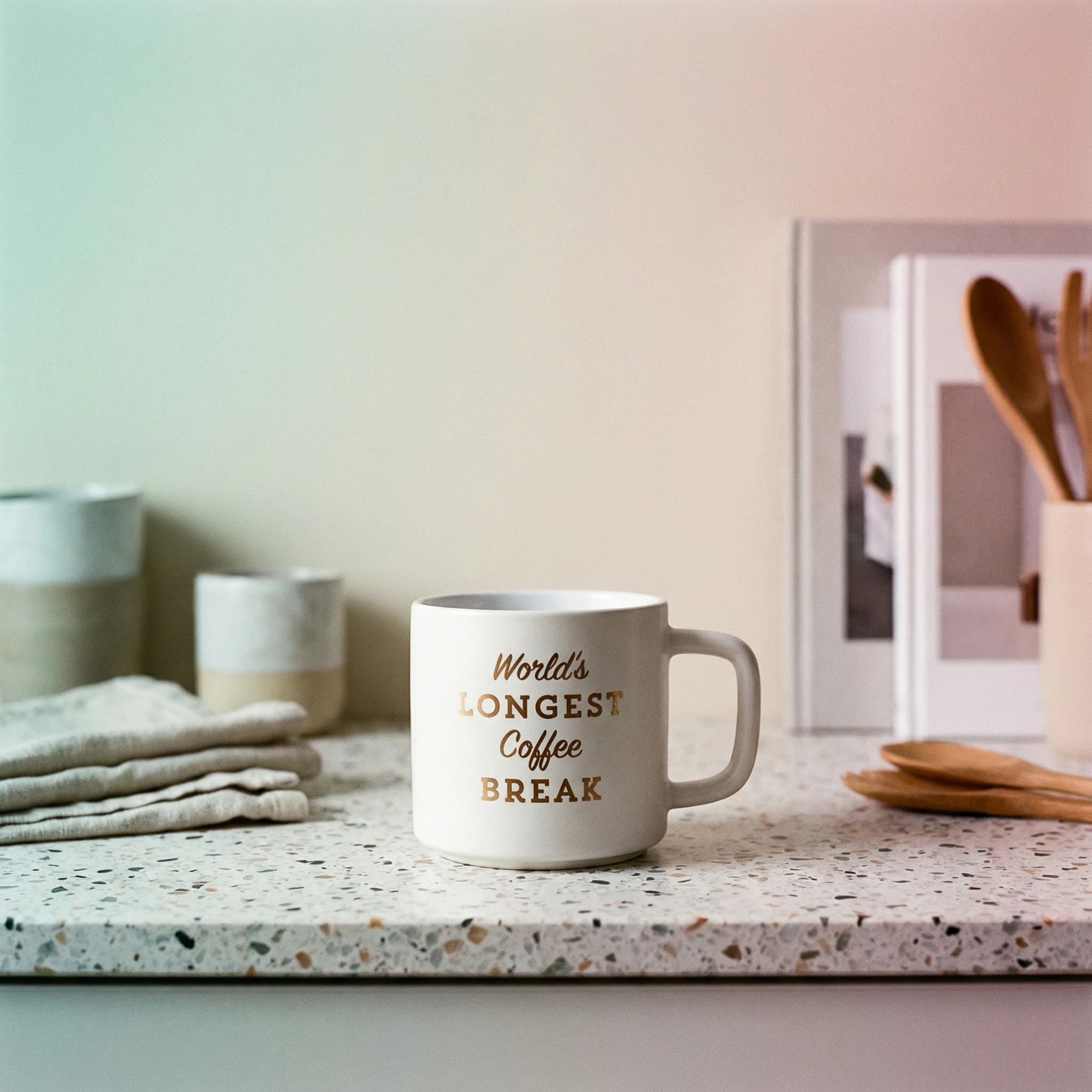 Retirement Gift "World's Longest Coffee Break" Stackable White Mug | Stoneware Tea Coffee| Retired | 14oz. - Image 5