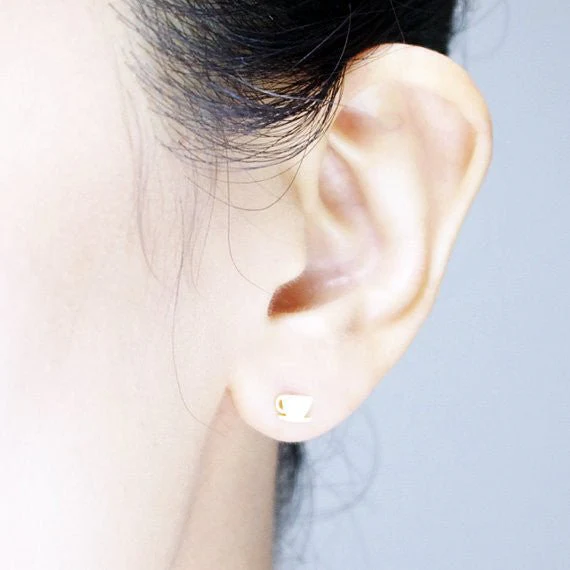 Coffee Cup & Bean Earrings in Rose Gold or Silver - Image 5