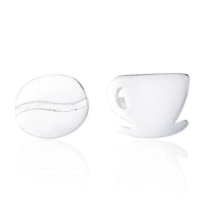 Coffee Cup & Bean Earrings in Rose Gold or Silver - Image 6