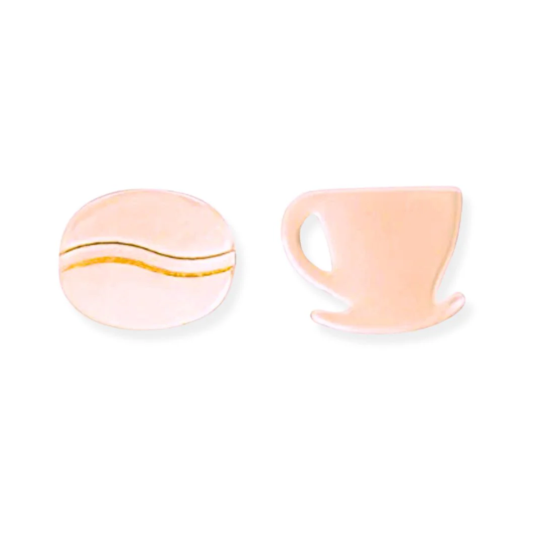 Coffee Cup & Bean Earrings in Rose Gold or Silver - Image 8