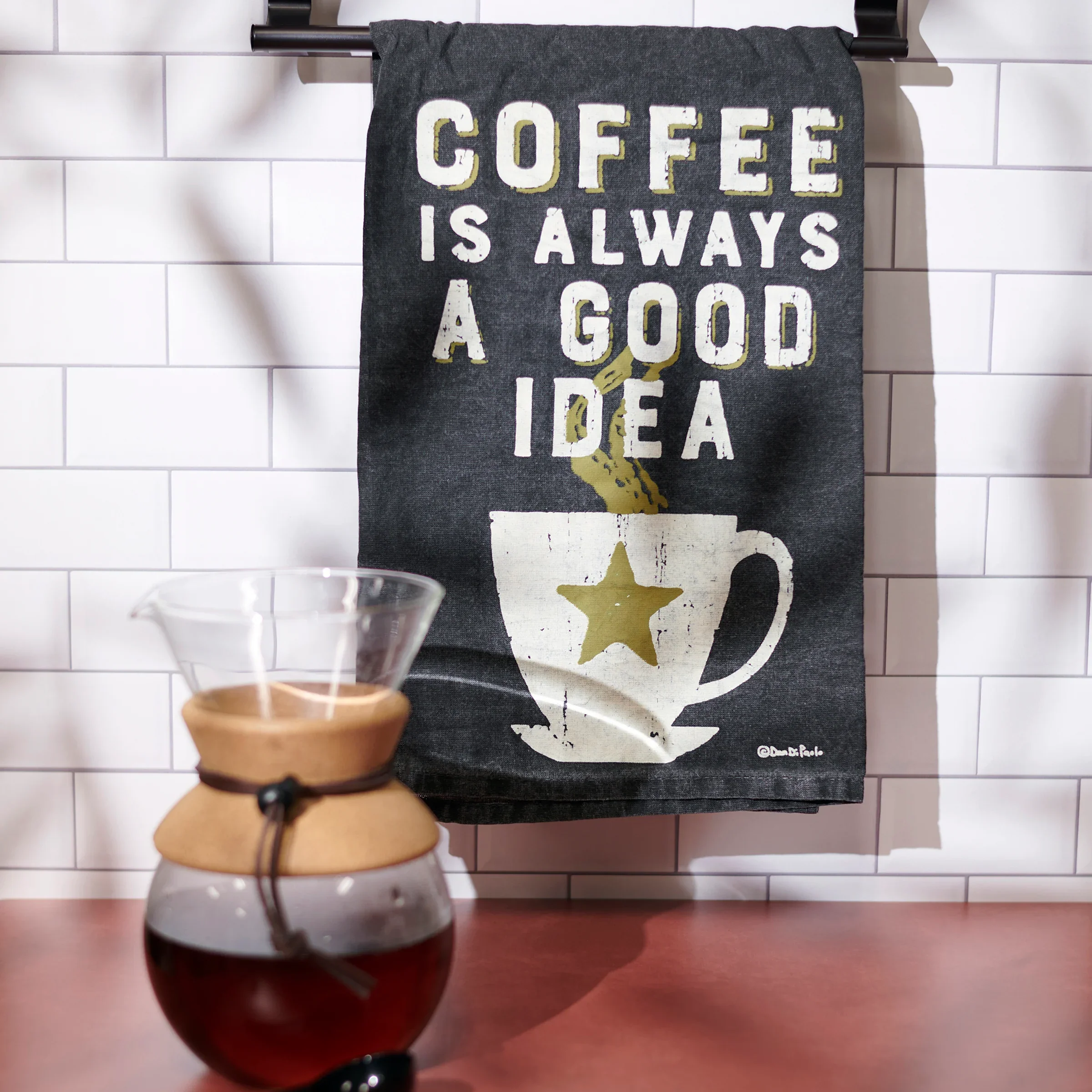 Coffee Is Always A Good Idea Cotton Dish Towel in Black | 28" x 28" - Image 2
