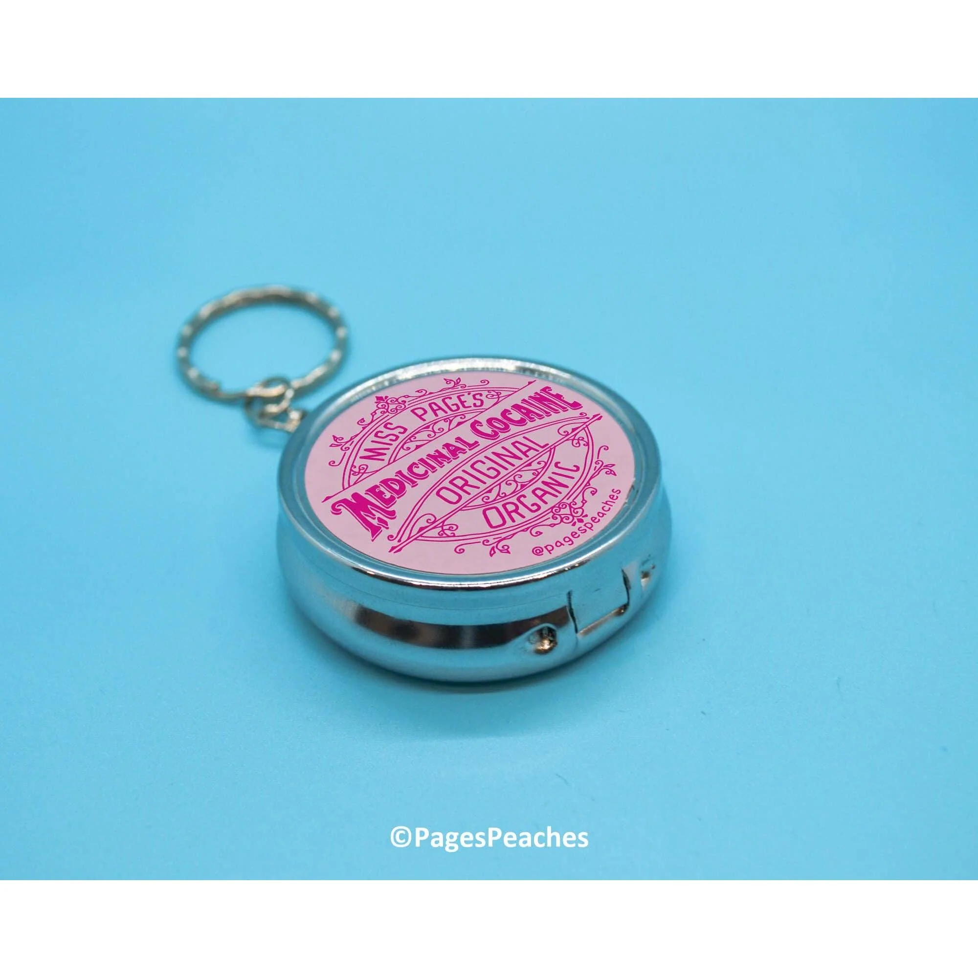 Medicinal Cocaine Parody Pill Case | 3 Way Organizer Chrome Keychain - Image 3