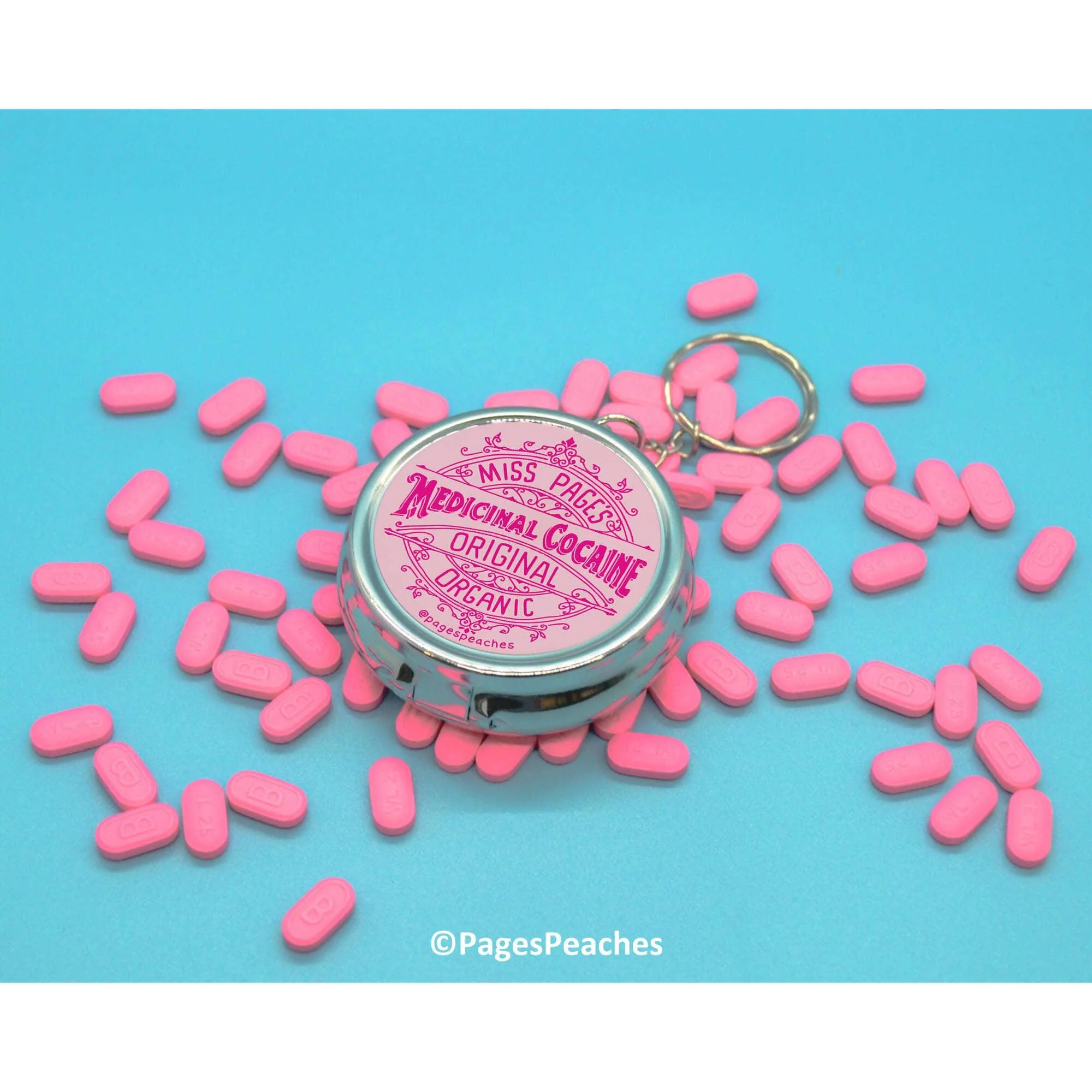 Medicinal Cocaine Parody Pill Case | 3 Way Organizer Chrome Keychain - Image 5
