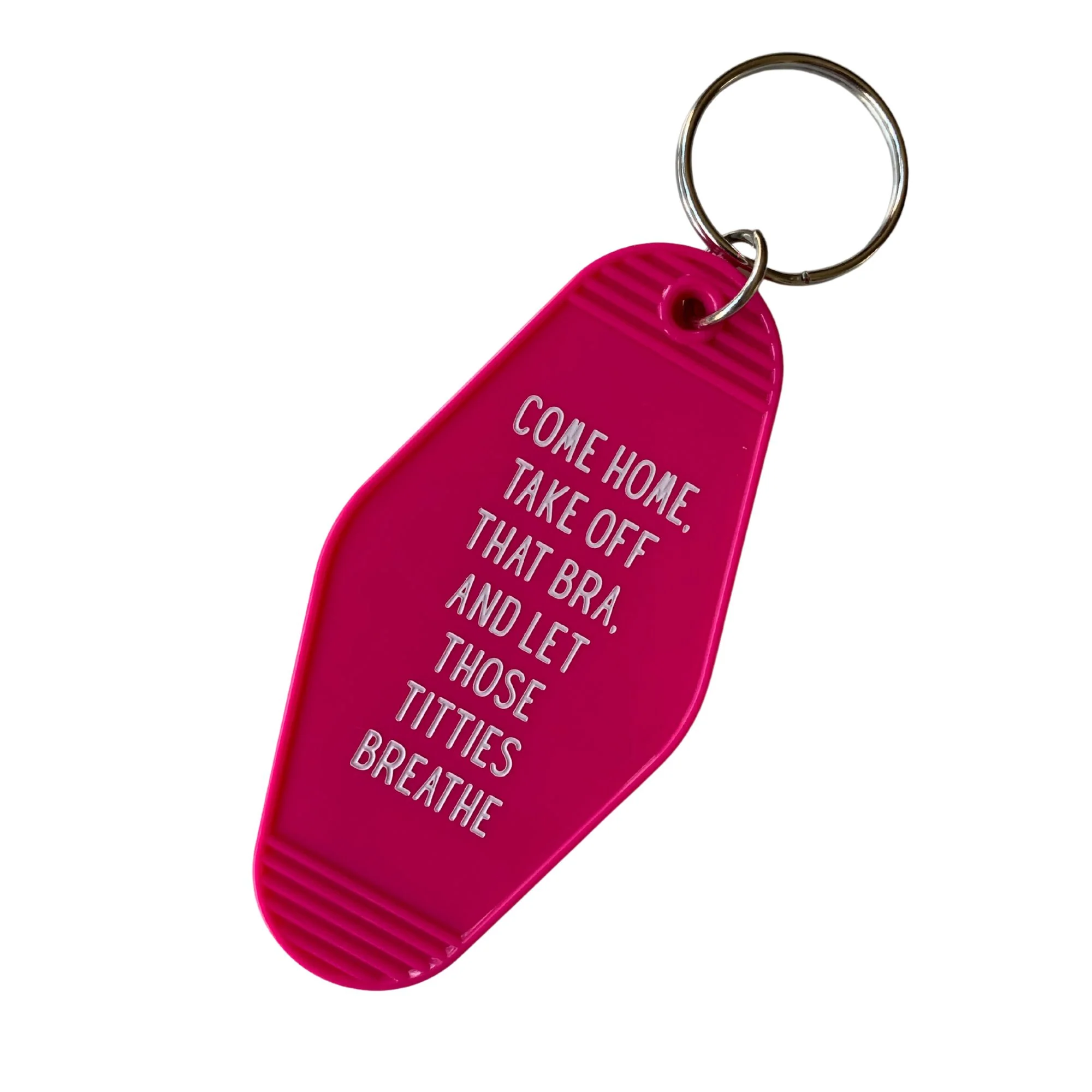 Come Home Take Off That Bra Motel Style Keychain in Fuchsia Pink - Image 3