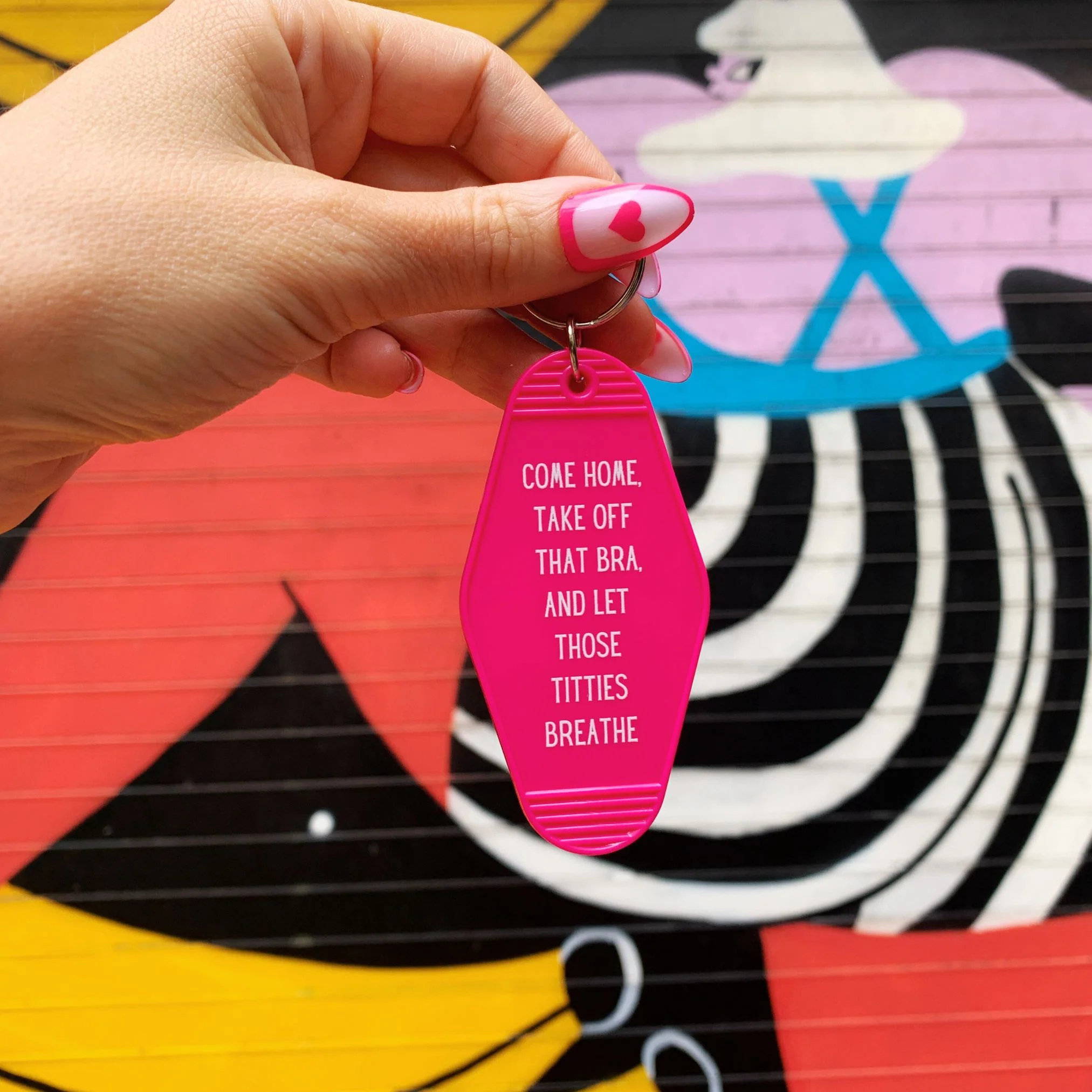 Come Home Take Off That Bra Motel Style Keychain in Fuchsia Pink - Image 5