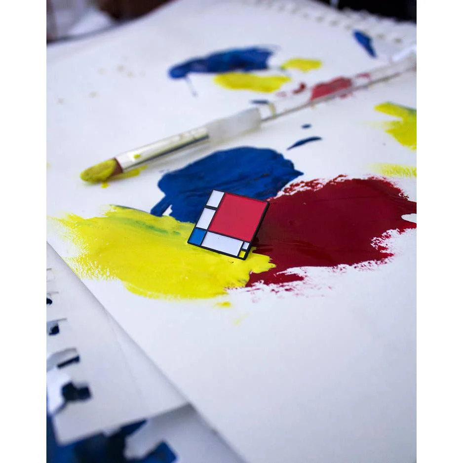Composition II in Red, Blue, and Yellow Enamel Pin | Mondrian Inspired Art Soft Lapel Pin | 1" x 1" - Image 3