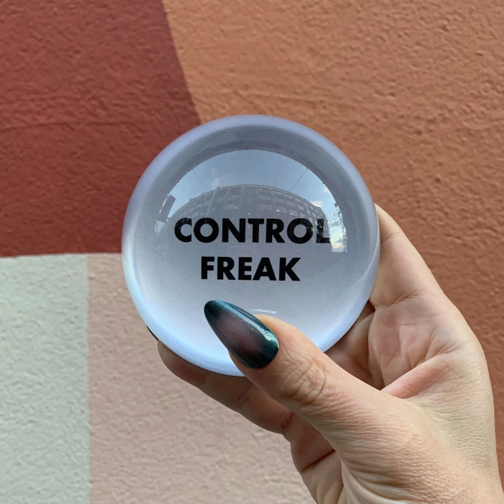 Control Freak Glass Dome Paperweight | Paper Document Holder | Desk Organizer Ornament - Image 3