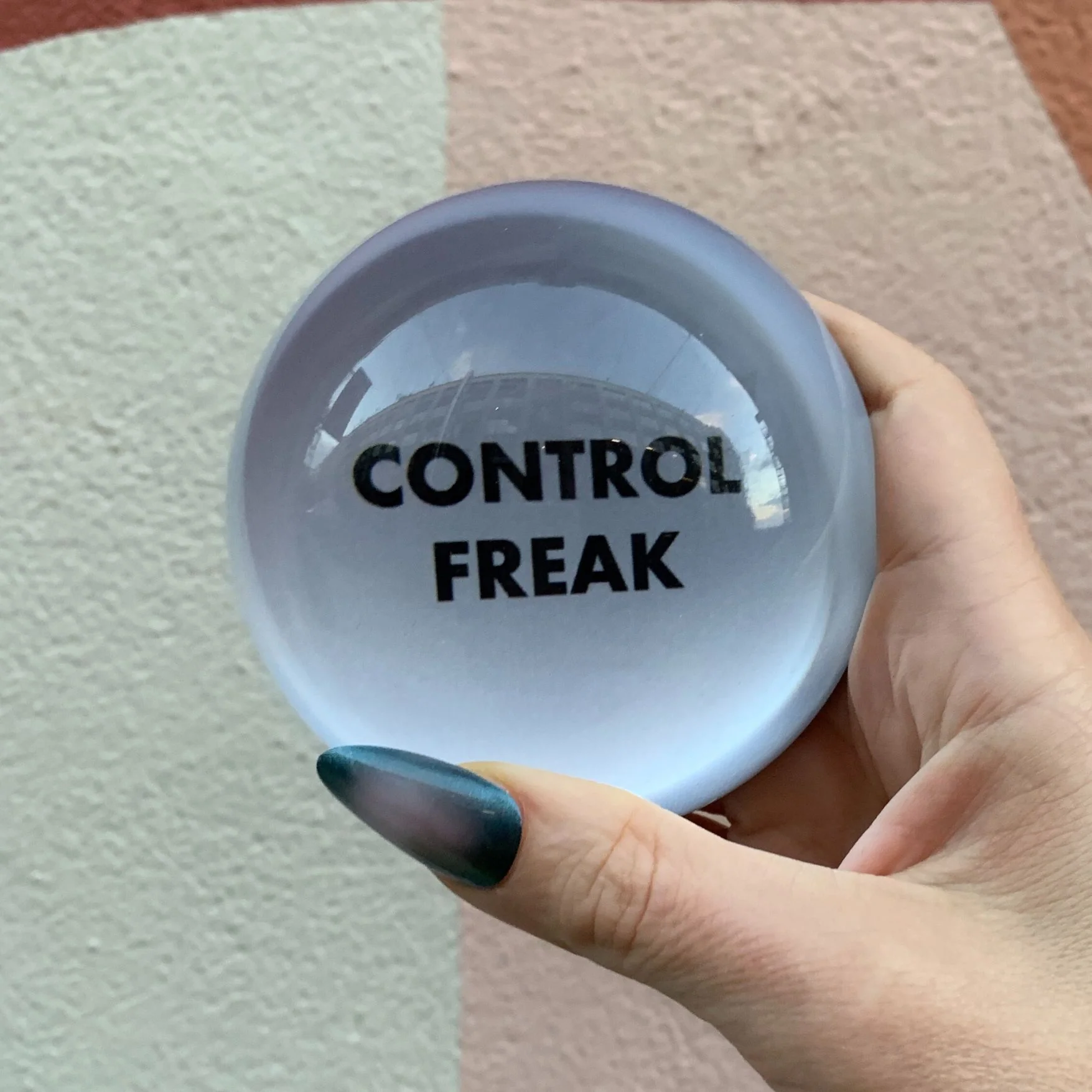 Control Freak Glass Dome Paperweight | Paper Document Holder | Desk Organizer Ornament - Image 7