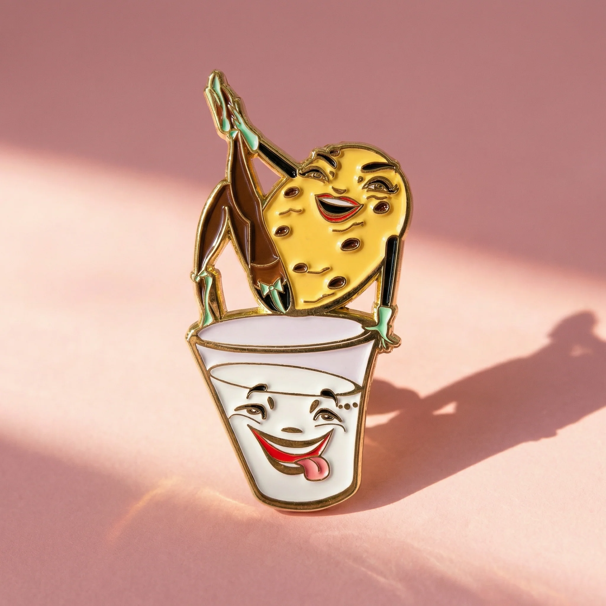 Cookie and Milk Soft Enamel Pin with Glitter | Cute Dessert Lapel Pin