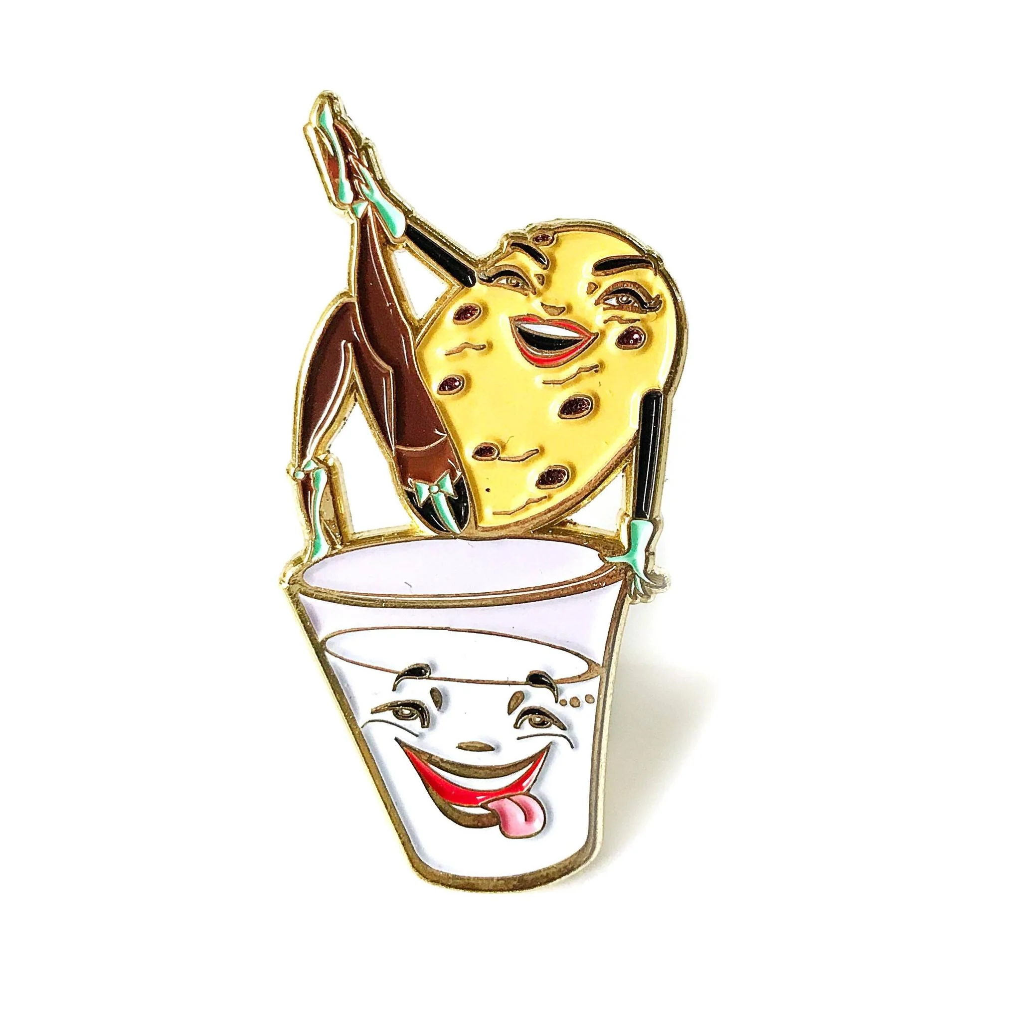 Cookie and Milk Soft Enamel Pin with Glitter | Cute Dessert Lapel Pin - Image 2