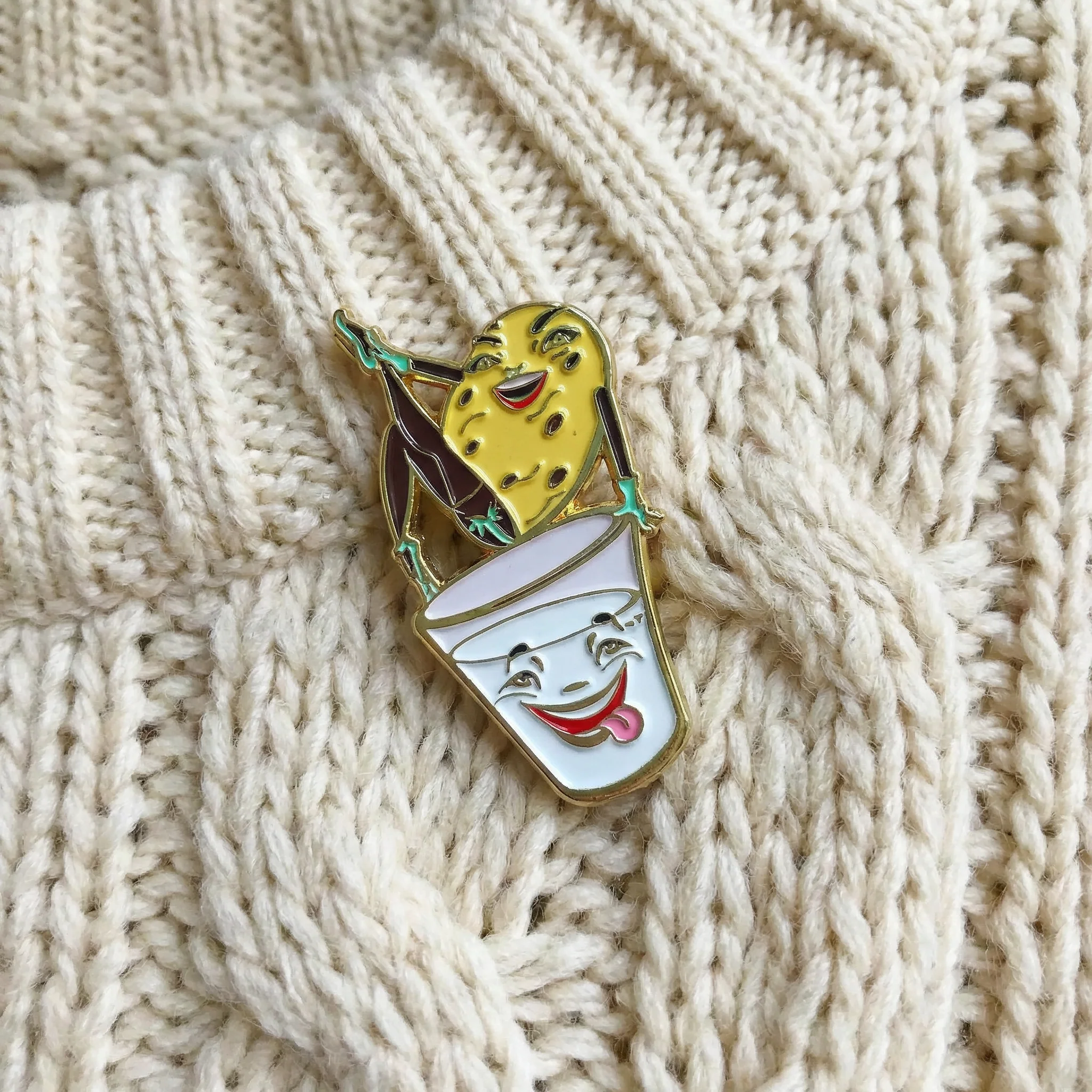 Cookie and Milk Soft Enamel Pin with Glitter | Cute Dessert Lapel Pin - Image 4