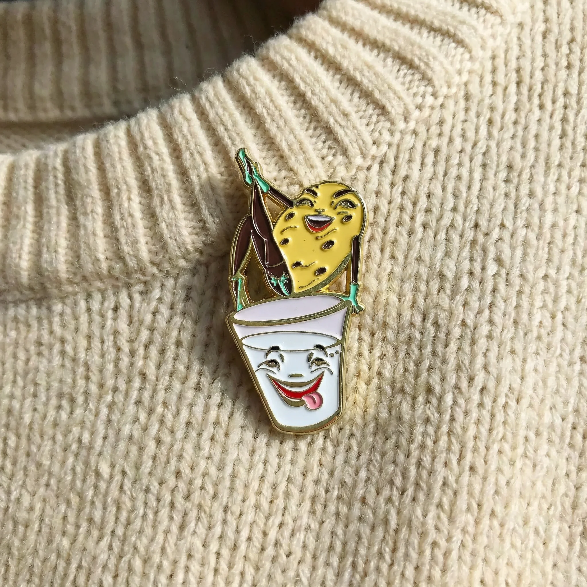 Cookie and Milk Soft Enamel Pin with Glitter | Cute Dessert Lapel Pin - Image 6