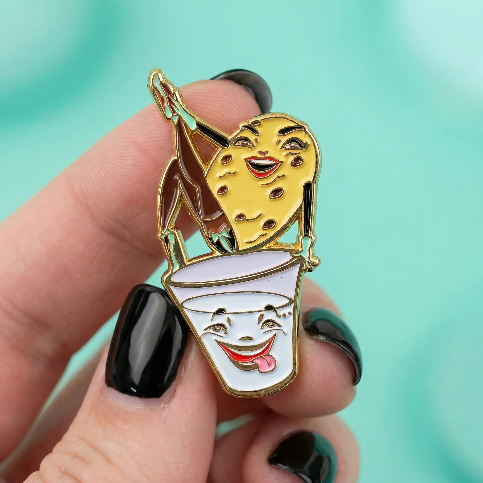 Cookie and Milk Soft Enamel Pin with Glitter | Cute Dessert Lapel Pin - Image 7