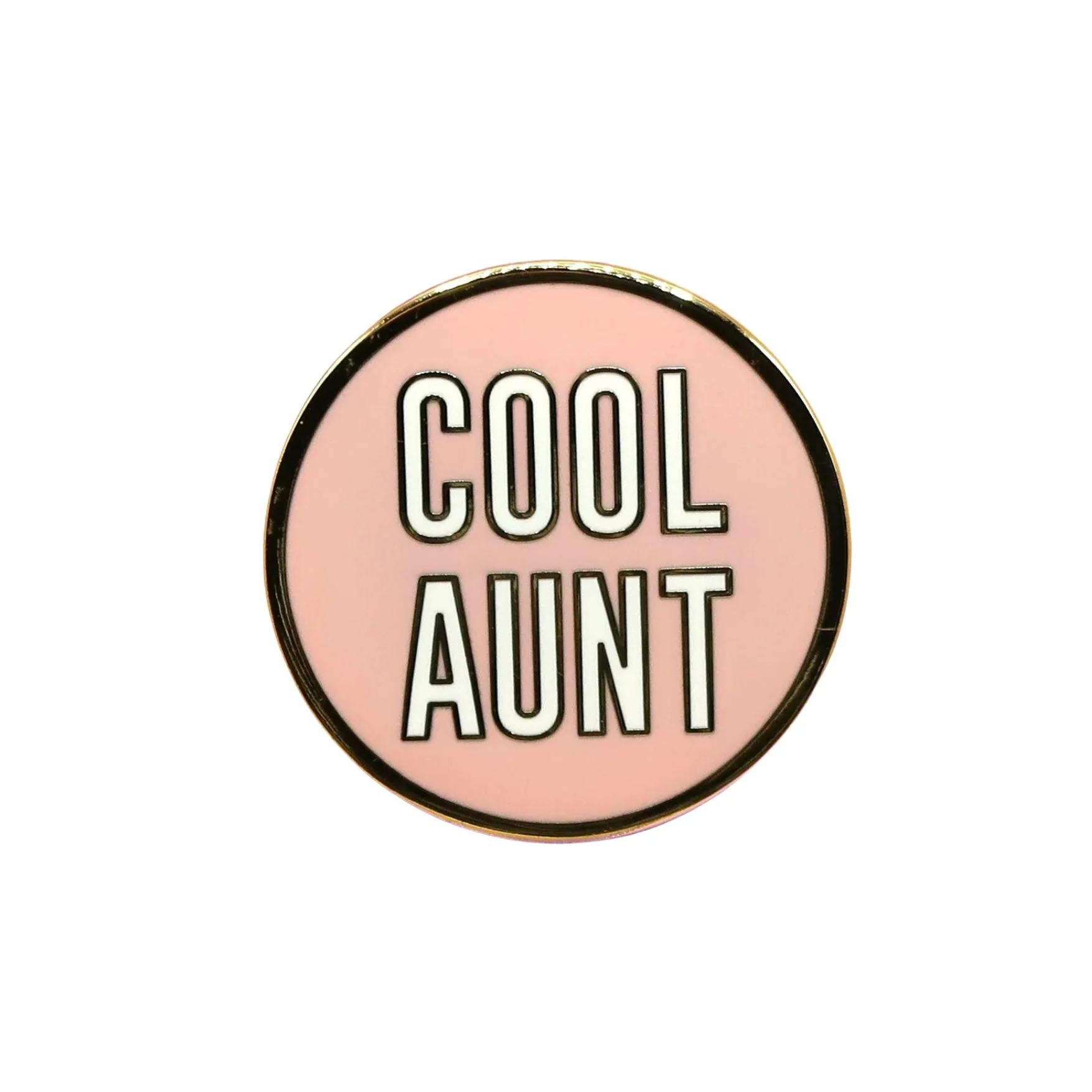Cool Aunt Brass Lapel Pin in Black or Pink - Image 2