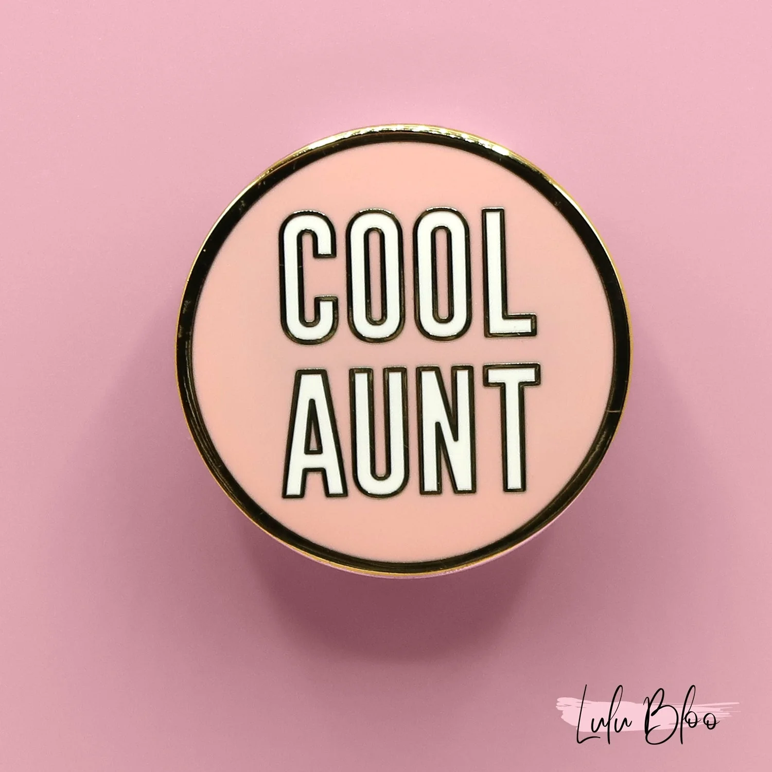 Cool Aunt Brass Lapel Pin in Black or Pink - Image 5