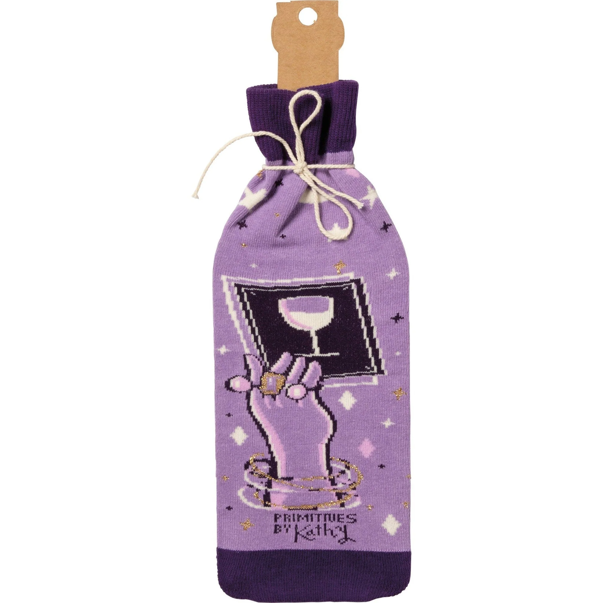 I See Wine In Your Future Knit Bottle Sock in Purple | Reusable Gift Bag for Gifting Wine - Image 3
