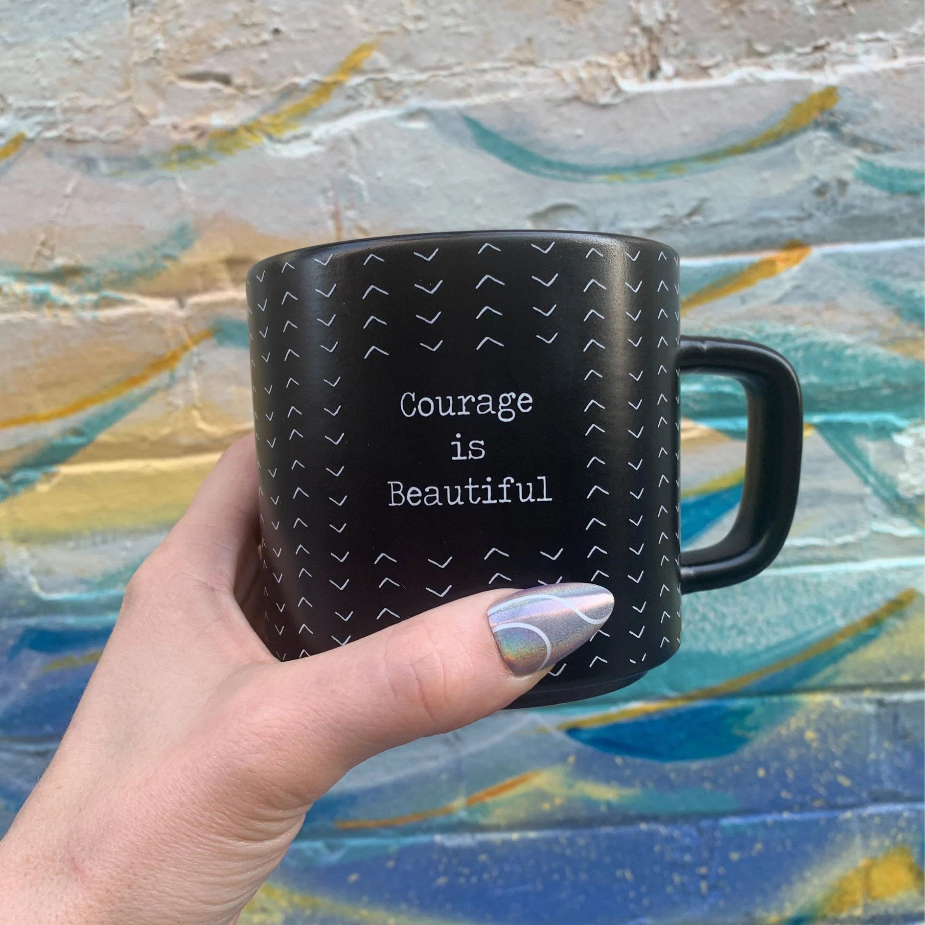 Courage Is Beautiful Stackable Mug | Stoneware Coffee Tea Cup | 14oz. - Image 3