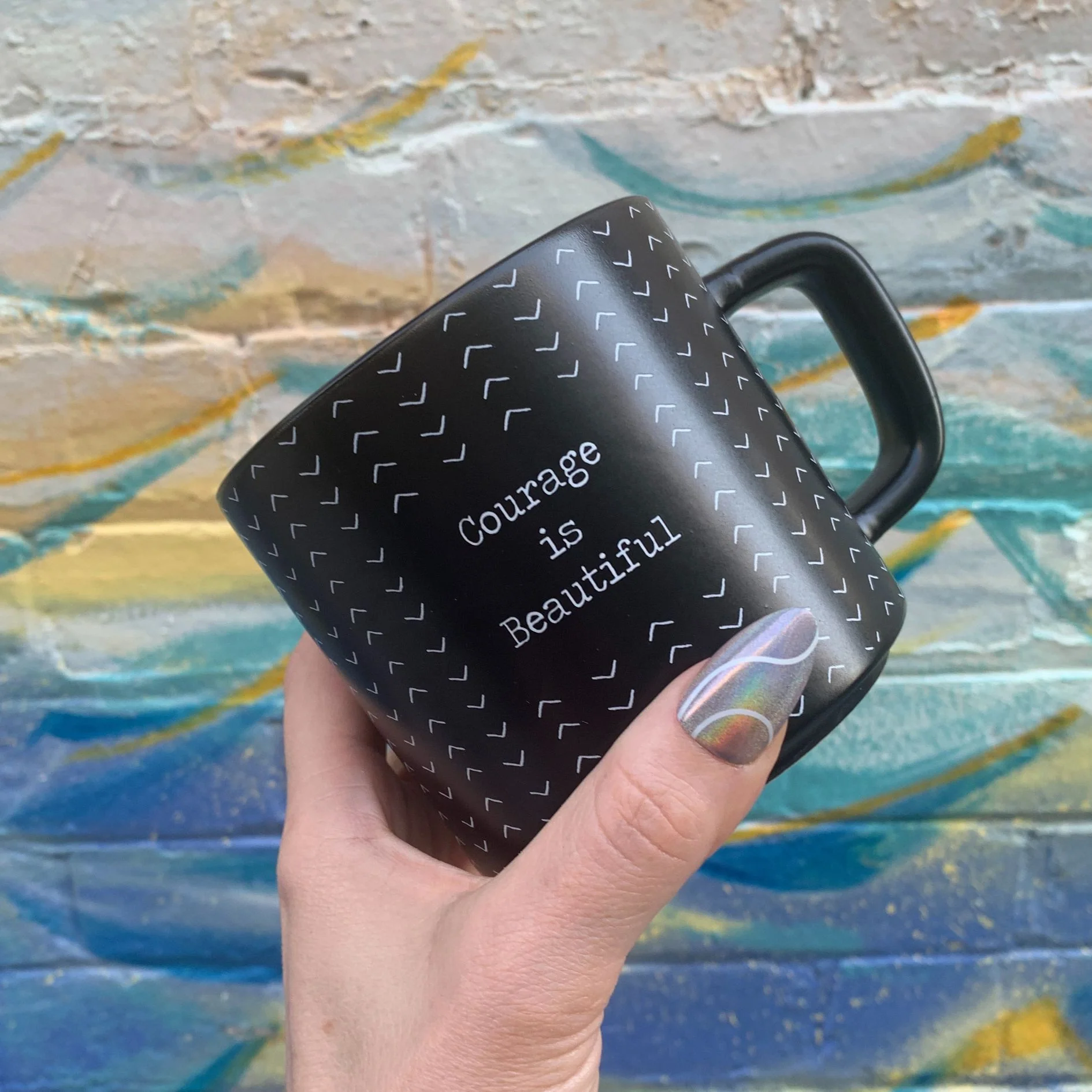 Courage Is Beautiful Stackable Mug | Stoneware Coffee Tea Cup | 14oz. - Image 5