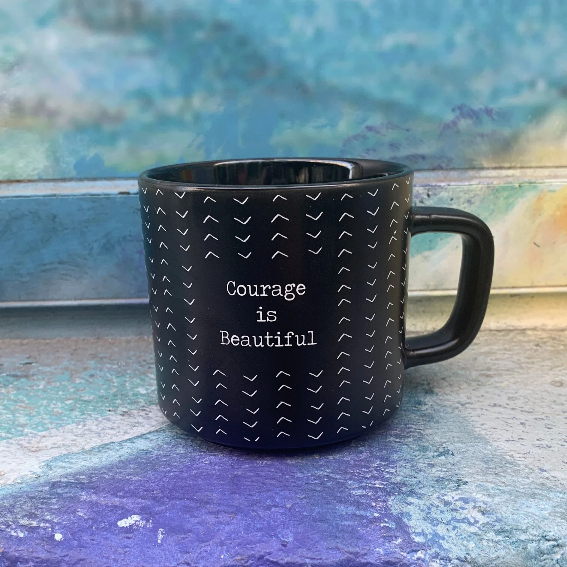 Courage Is Beautiful Stackable Mug | Stoneware Coffee Tea Cup | 14oz. - Image 9