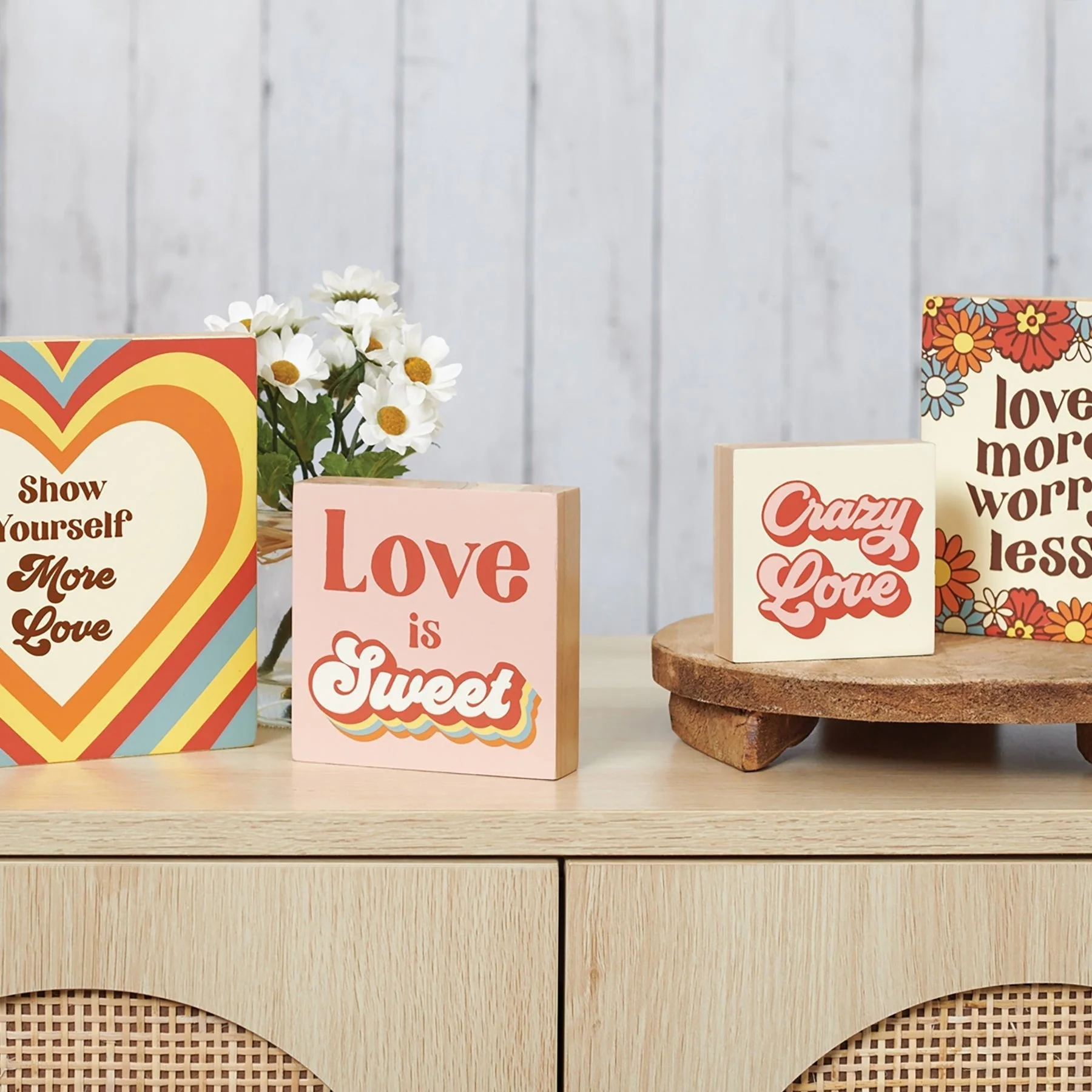 Crazy Love Block Sign | Pre-drilled Keyhole | 3" x 3" - Image 4