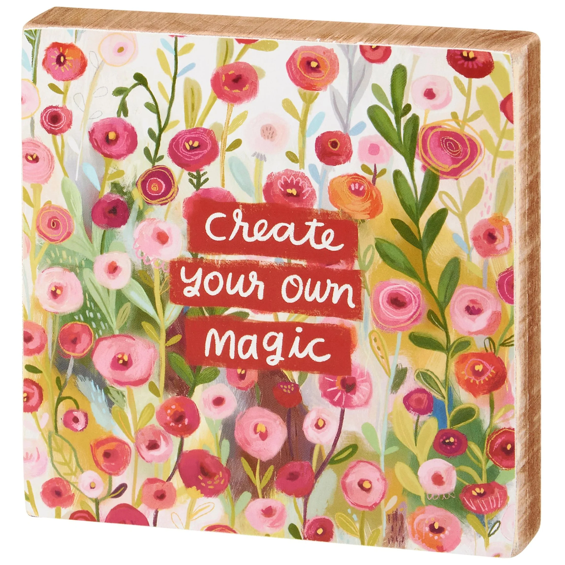 Create Your Own Magic Wooden Block Sign | Inspirational Floral Home Decor | 6" x 6" - Image 2