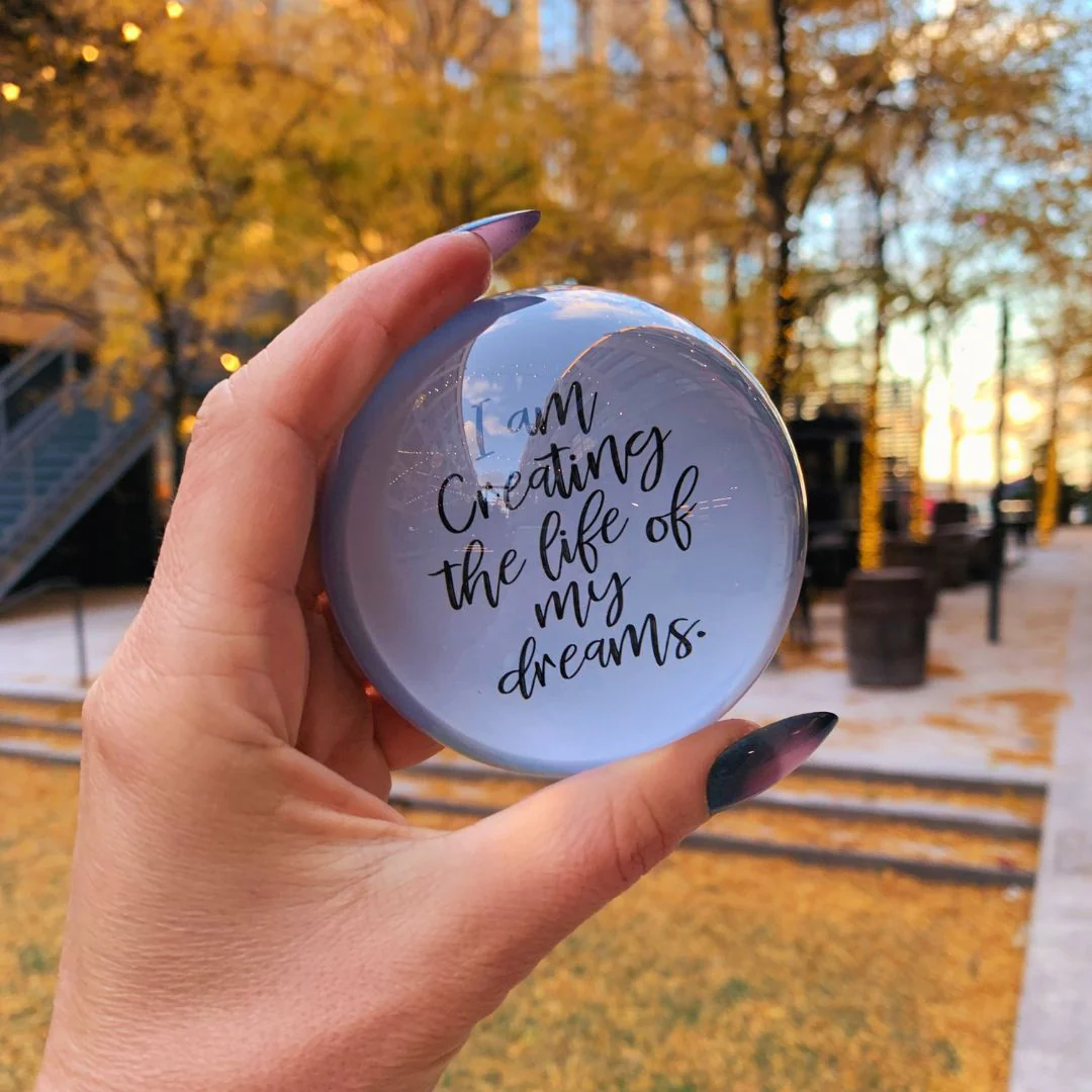 I Am Creating The Life Of My Dreams Glass Dome Paper Weight | Paper Document Holder - Image 7