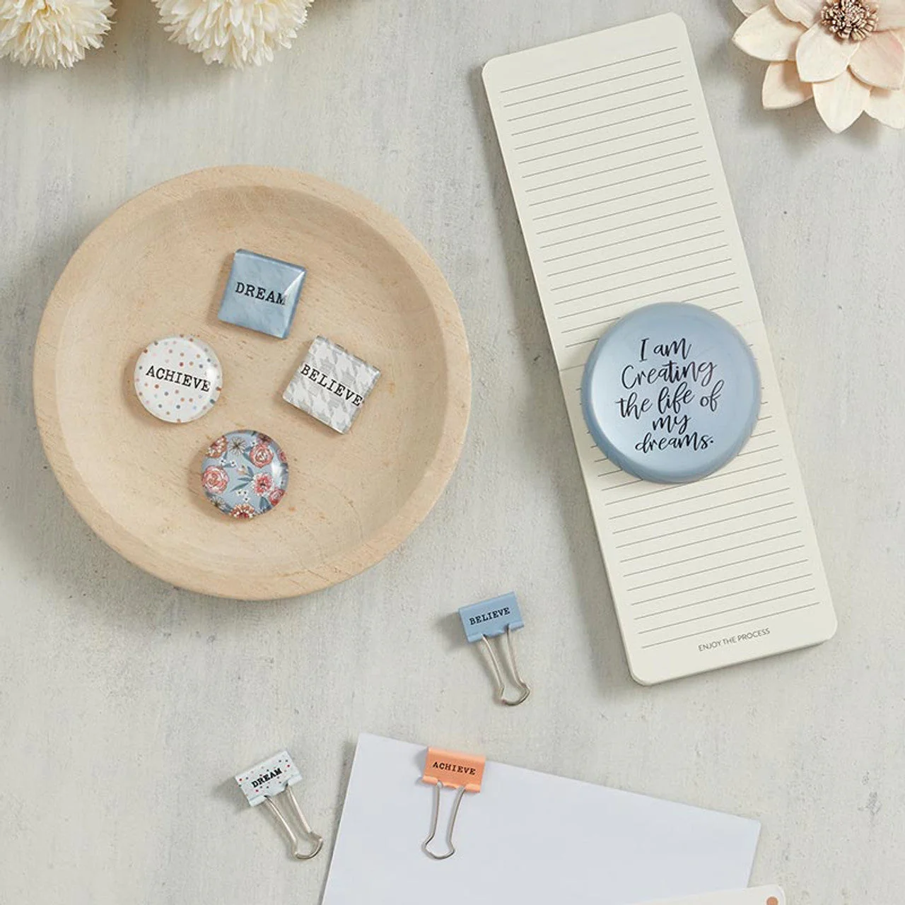 I Am Creating The Life Of My Dreams Glass Dome Paper Weight | Paper Document Holder - Image 9