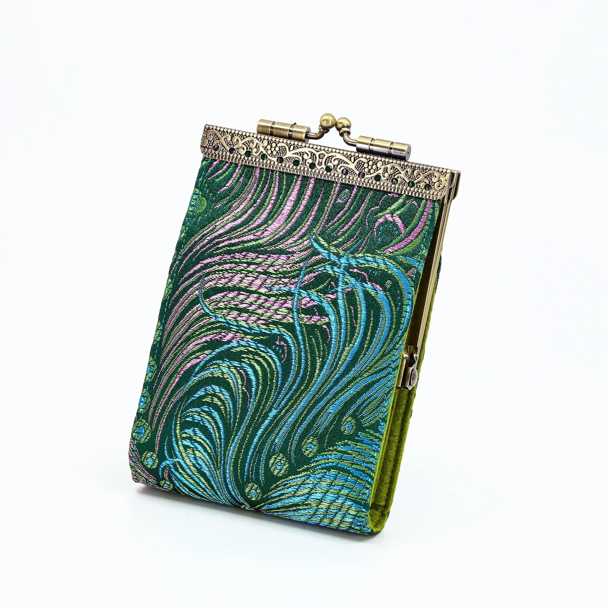 Credit Card Holder in Teal and Pink Peacock | 10 Slots | RFID Blocking - Image 3
