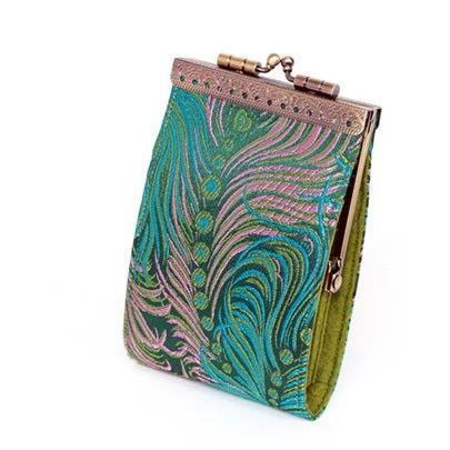 Credit Card Holder in Teal and Pink Peacock | 10 Slots | RFID Blocking - Image 5