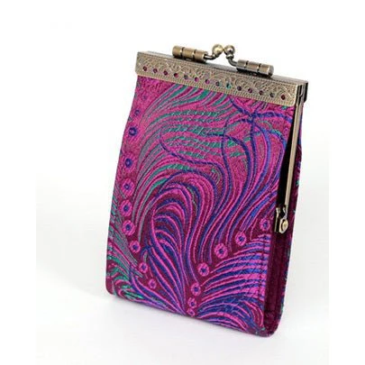 Credit Card Holder in Purple and Blue Peacock | 10 Slots | RFID Blocking