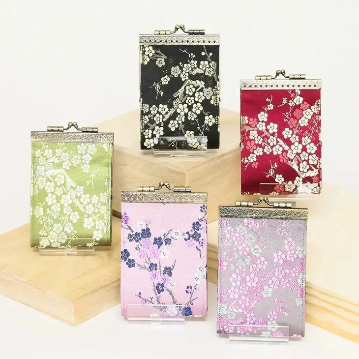 Credit Card Holder in Red Gold Cherry Blossom Brocade | 10 Slots | RFID Blocking - Image 4