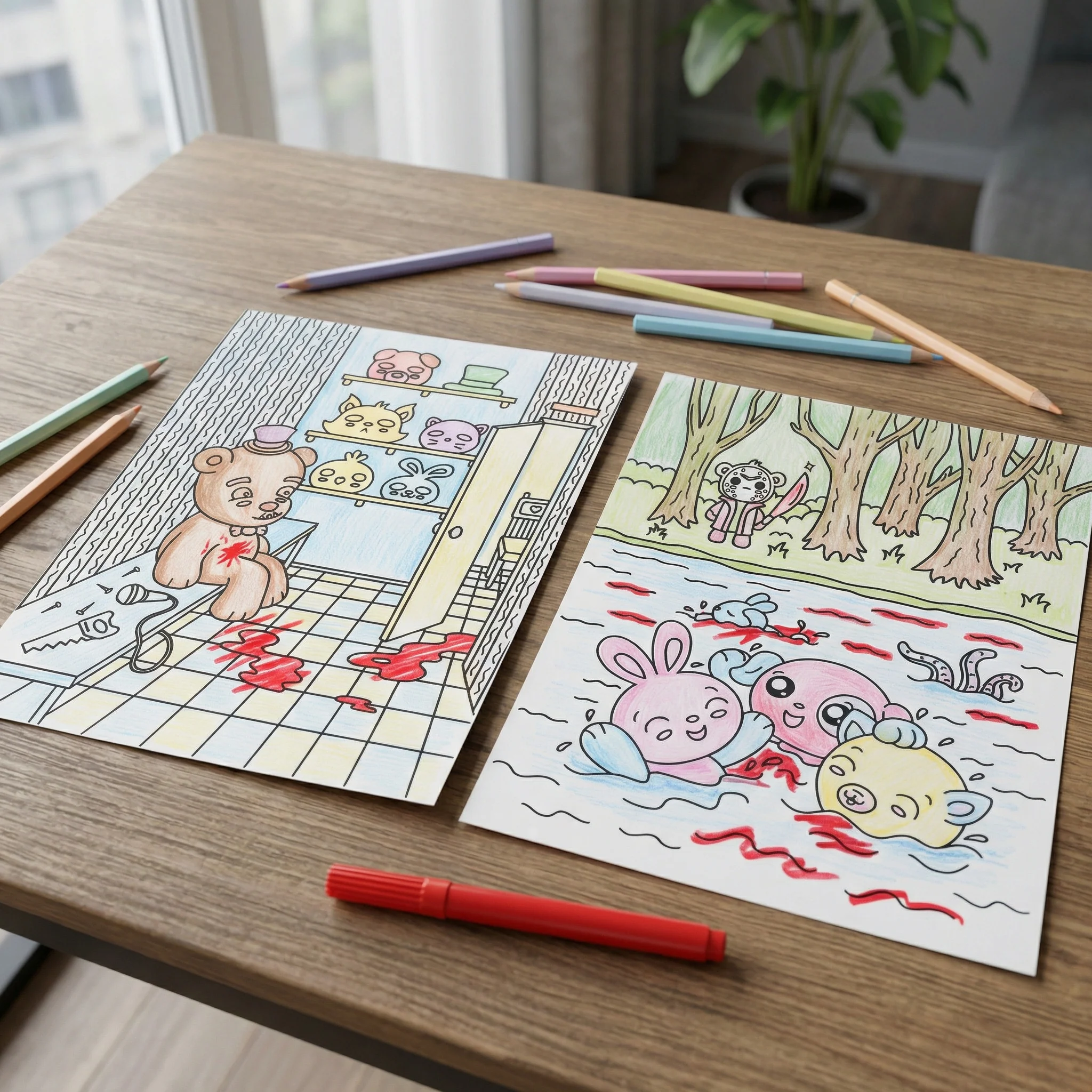 Creepy Cute Horror Coloring Book for Adults | Kawaii Monsters & Classic Scary Scenes - Image 2