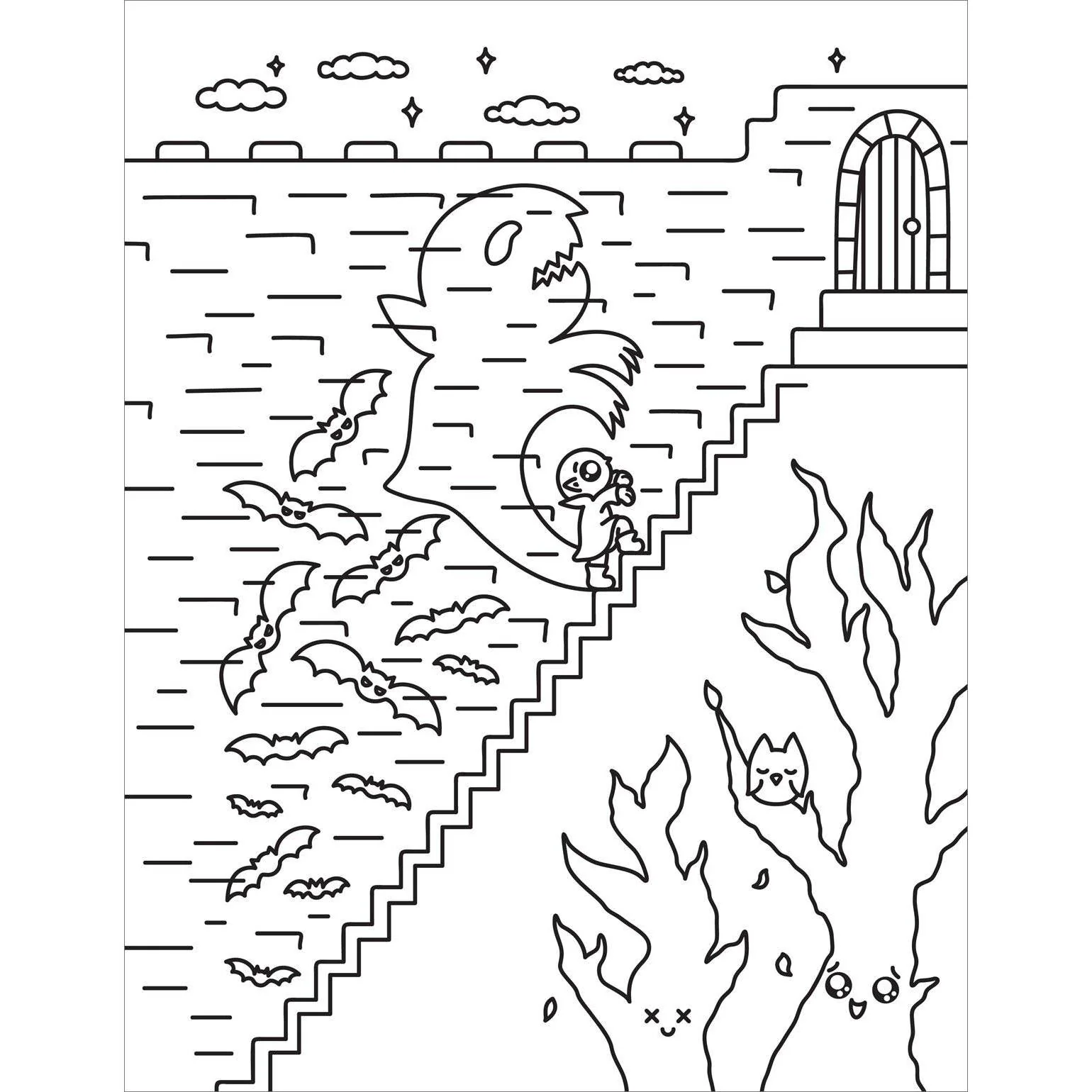 Creepy Cute Horror Coloring Book for Adults | Kawaii Monsters & Classic Scary Scenes - Image 5