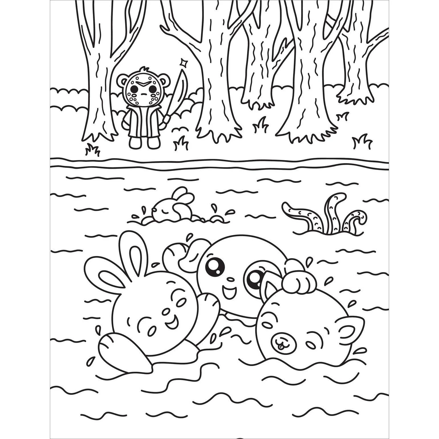 Creepy Cute Horror Coloring Book for Adults | Kawaii Monsters & Classic Scary Scenes - Image 8