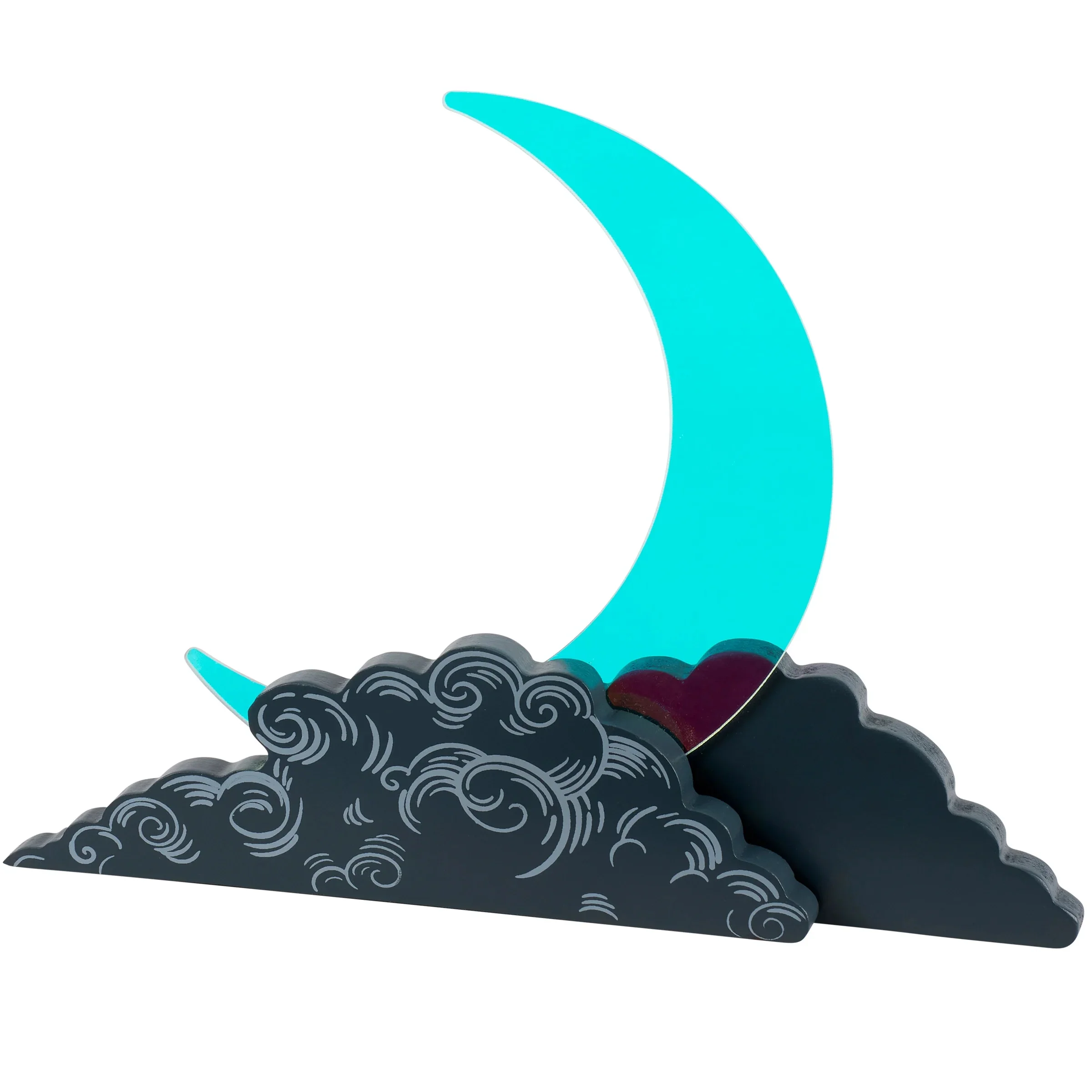 Crescent Moon Shelf Decor | Double-Sided Freestanding Acrylic Wood Celestial Decoration | 9.50" x 7.50" - Image 3