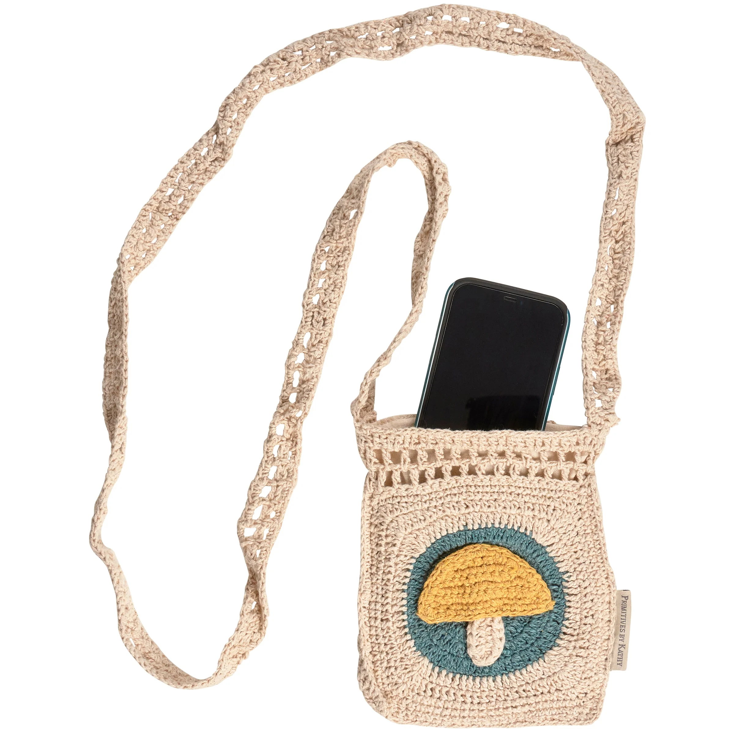 Crochet Mushroom Crossbody Bag | Boho Body Handbag | 8" x 8" - Image 3